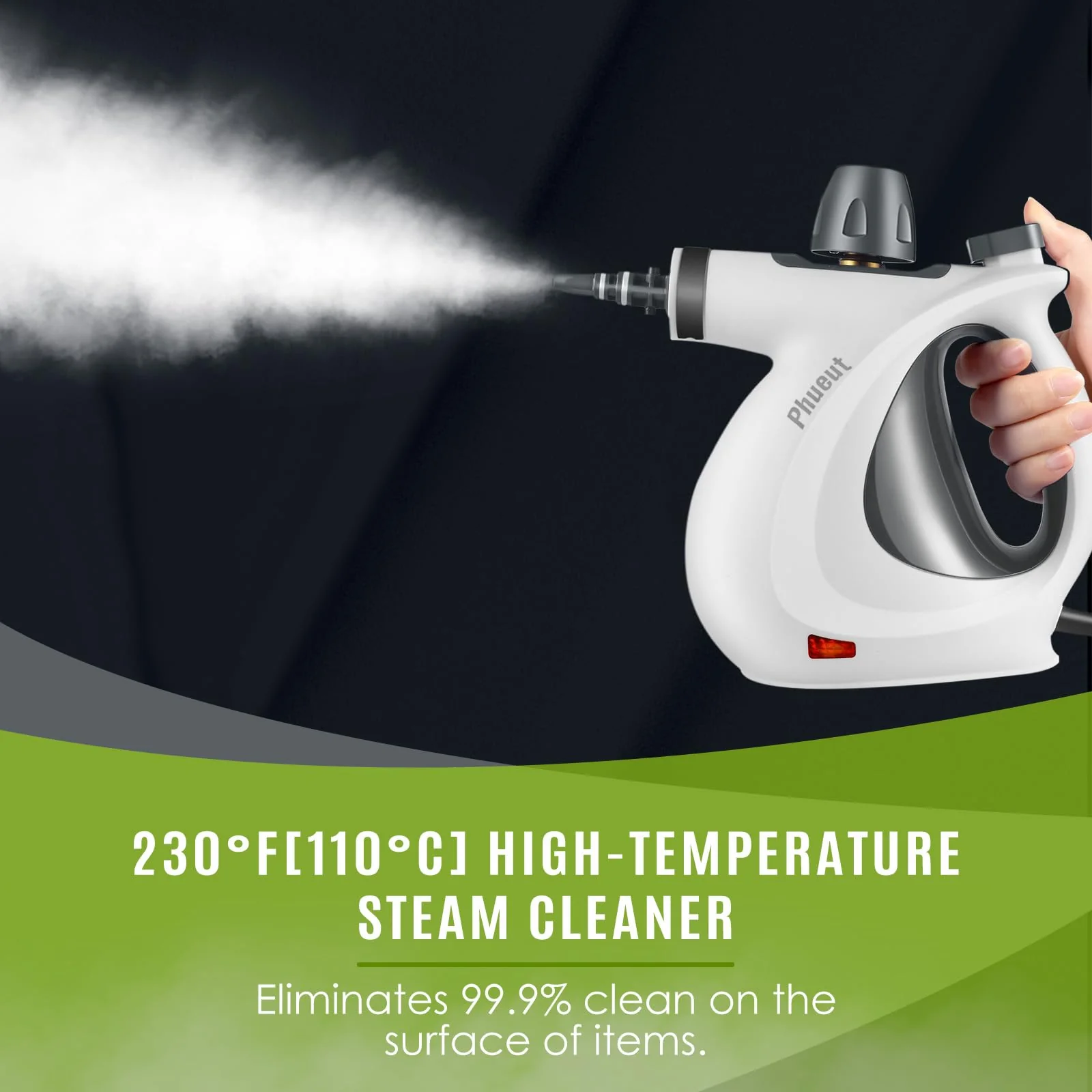 Pressurized Handheld Multi-Surface Natural Steam Cleaner with 12 pcs Accessories, Multi-Purpose Steamer for Home Use, Steamer for Cleaning Floor, Upholstery, Grout and Car (Grey) (Grey) - Image 3