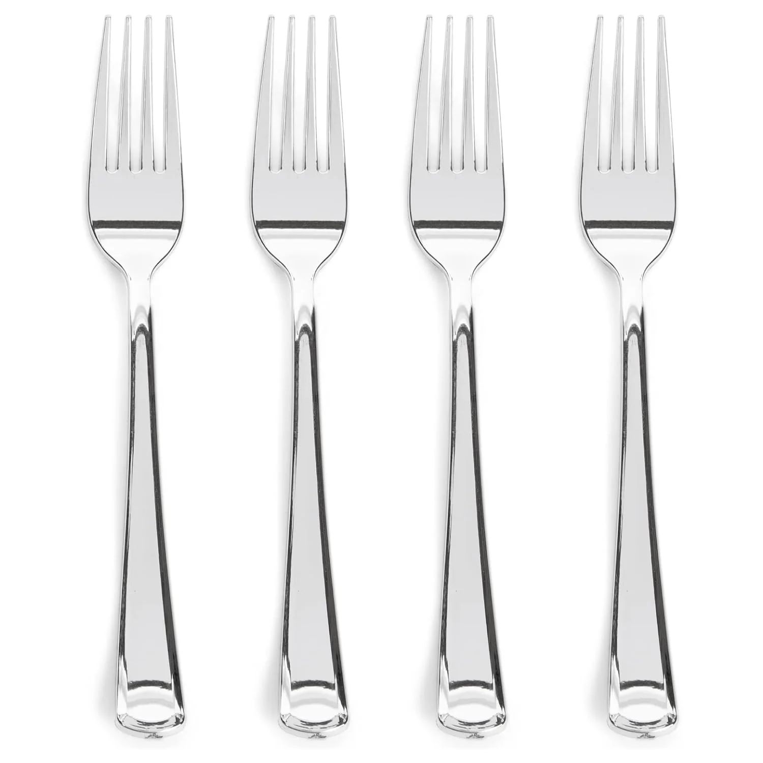 Prestee 300 Plastic Forks Heavy-Duty, Heavyweight Silverware Forks, Fancy Plastic Cutlery, Elegant Disposable Fork Pack, Bulk Disposable Flatware, Silver Fork for Christmas Holiday (Silver)