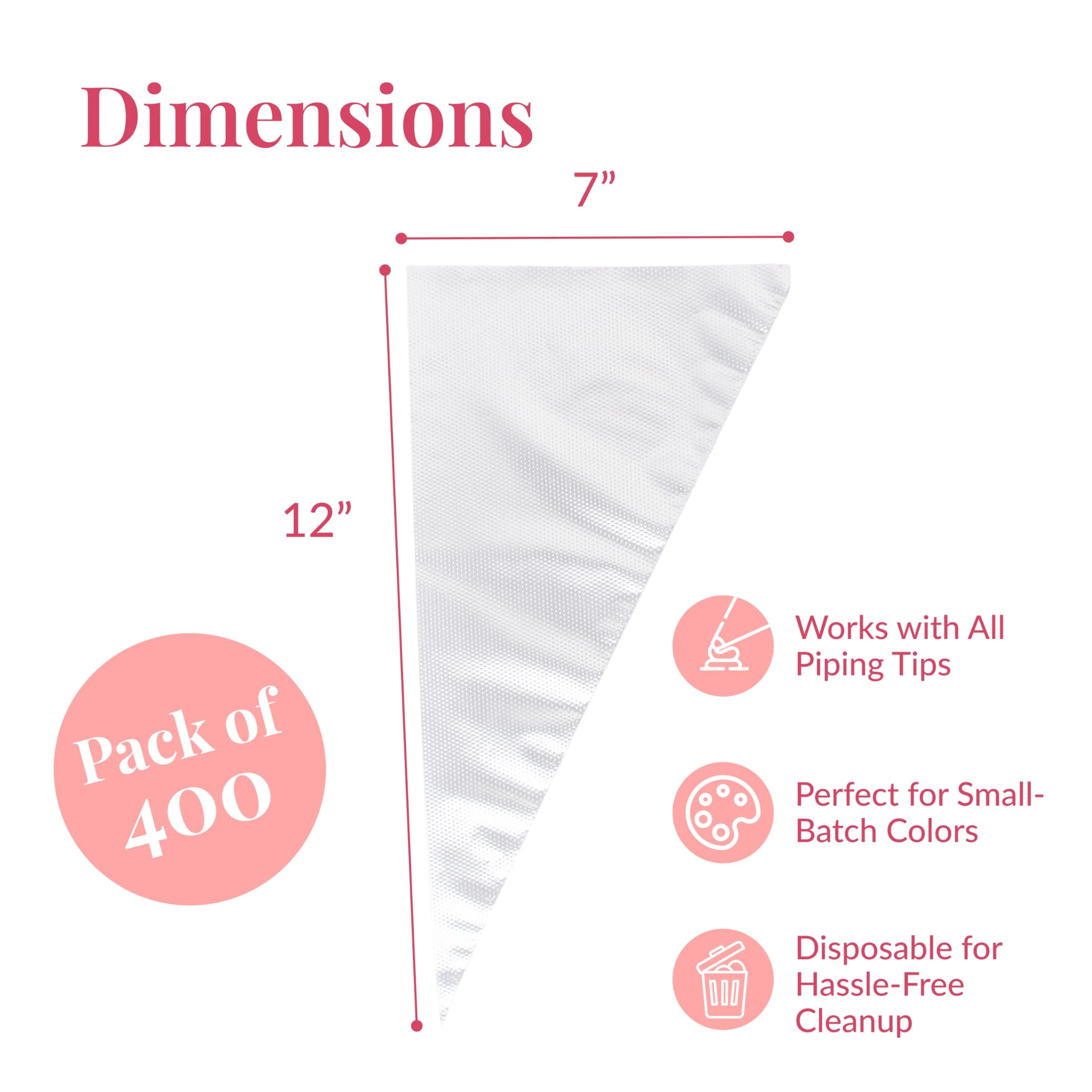 Prestee 400 Anti Burst Disposable Piping Bags, 12" - Pastry Bags, Icing Piping Bags, Tipless Piping Bags, Frosting Bags, Piping Bag, Cake Decorating Bags, Christmas Holiday Cake and Cookie Decoration - Image 5