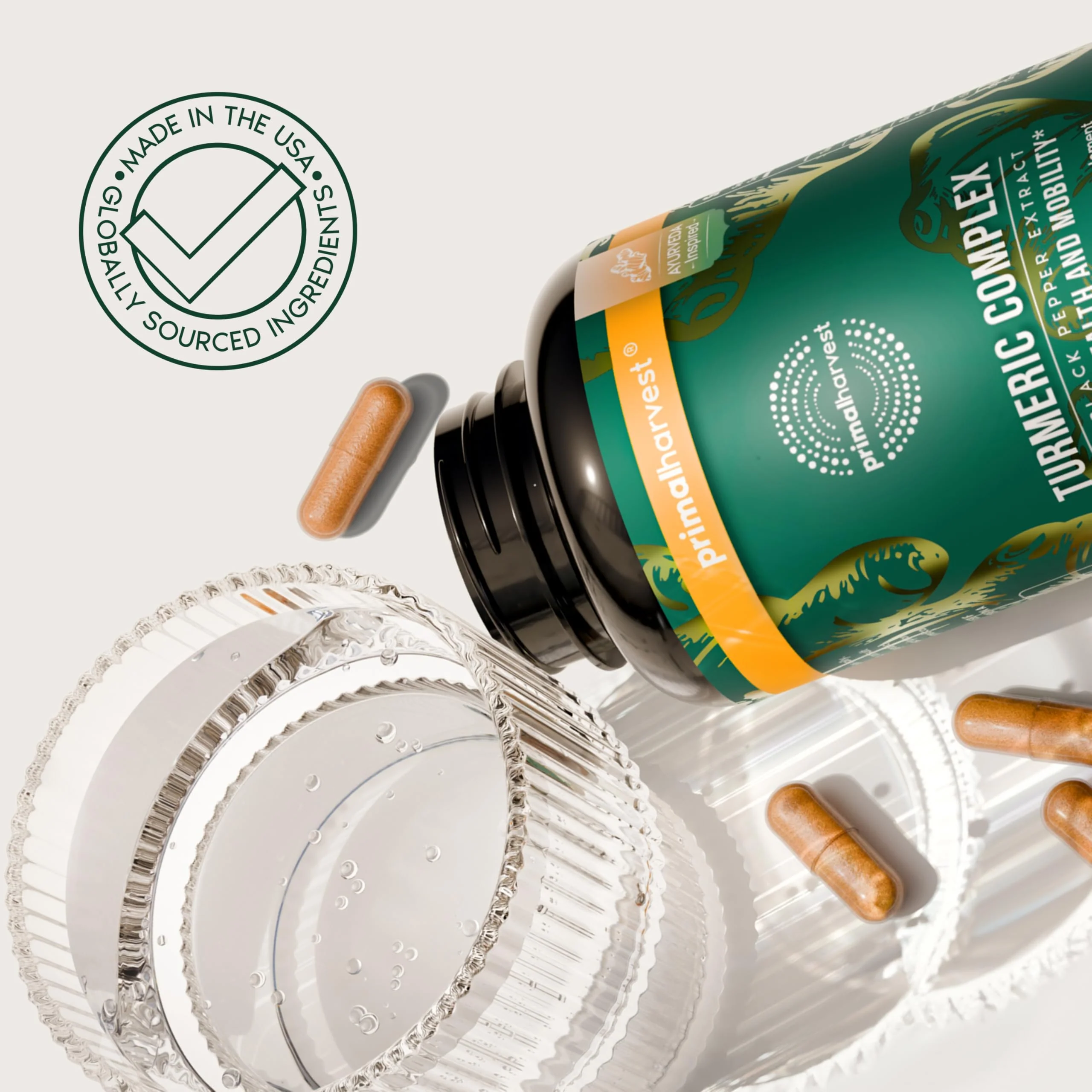 Primal Harvest 1 Pack, Primal Turmeric Complex w/Black Pepper Extract, Joint and Mobility Support Turmeric Supplement for Women & Men, 60 Capsules - Image 2