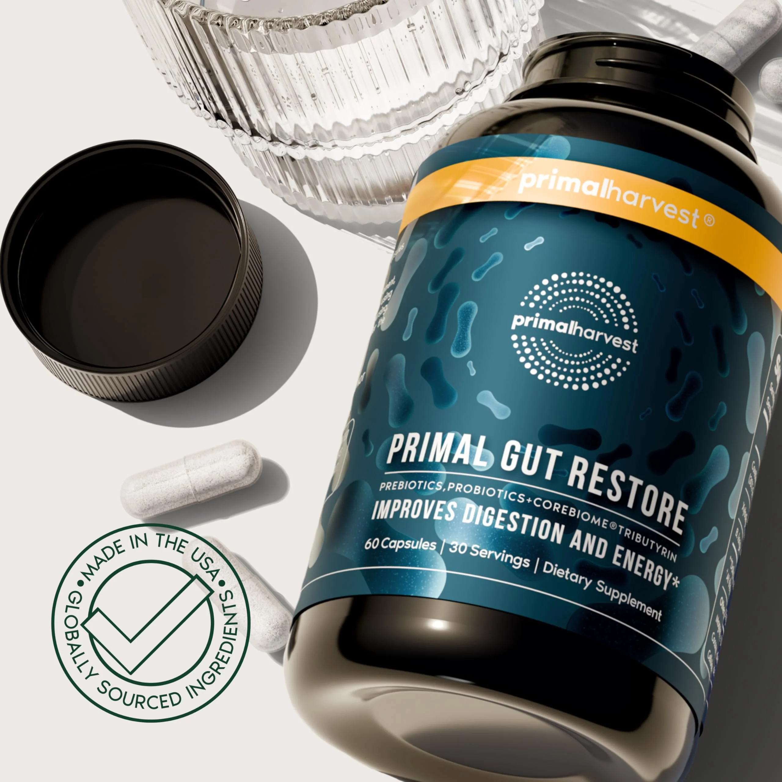 Primal Harvest Restore for Gut Health, Primal Gut Restore w/POSTbiotics, PREbiotics and PRObiotics for Women and Men, 60 CT - Digestion, Colon Cleanse, Immunity Support - Helps Leaky Gut Repair - Image 2