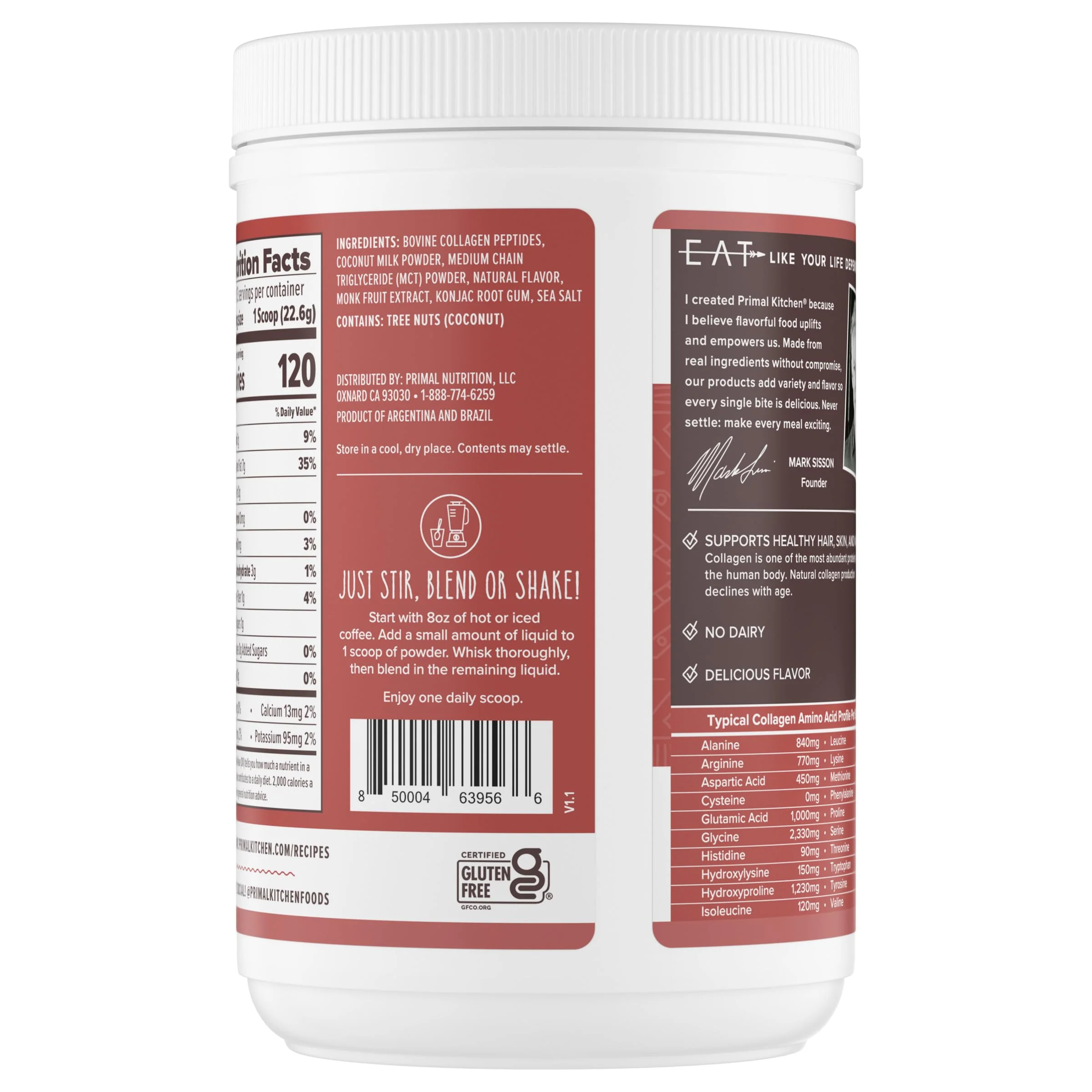 Primal Kitchen Hazelnut Collagen Creamer Powder, Collagen Peptide Drink Mix with MCT Oil,10.34 Ounces - Image 4