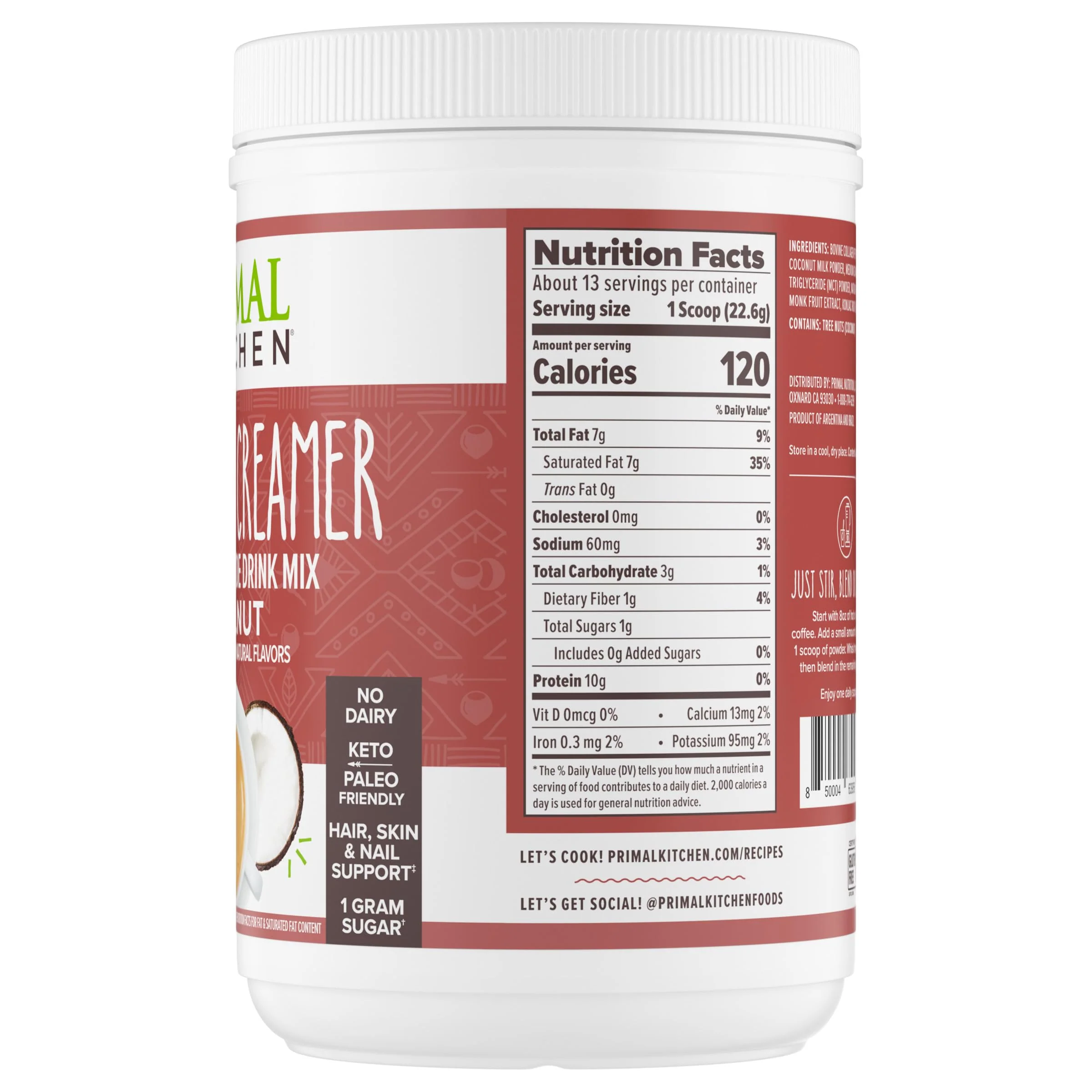 Primal Kitchen Hazelnut Collagen Creamer Powder, Collagen Peptide Drink Mix with MCT Oil,10.34 Ounces - Image 7