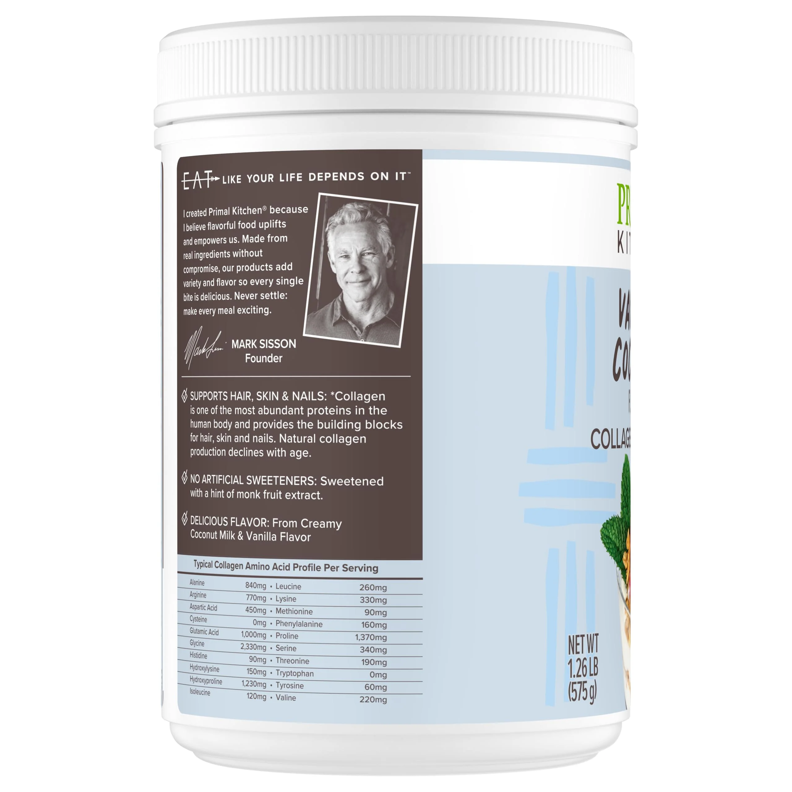 Primal Kitchen Vanilla Collagen Fuel® Drink Mix, Vanilla Coconut Collagen Peptides, No Dairy or Artificial Sweeteners, 20 Ounces - Image 4