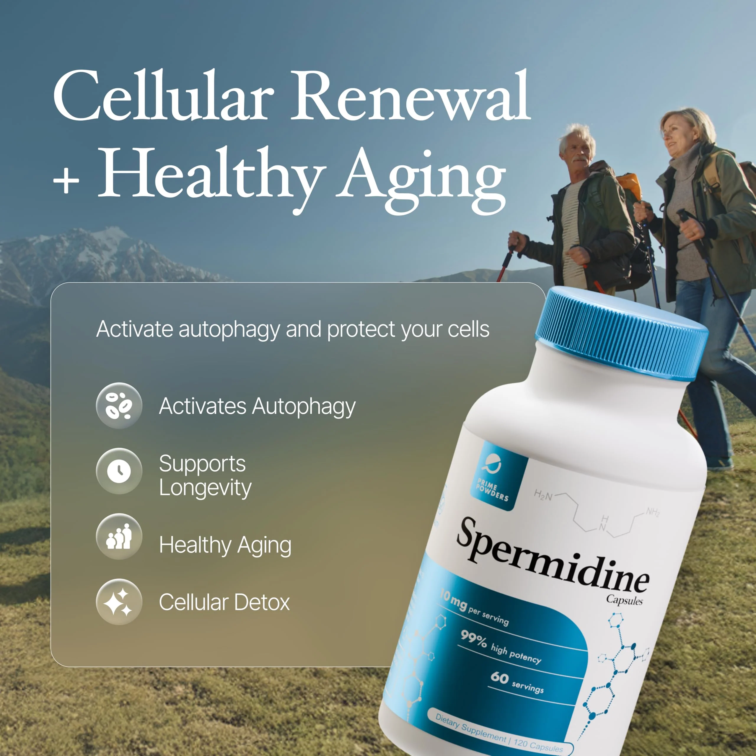 Prime Powders Spermidine Capsules Gluten Free 99% Concentration 100x More Potent Than Wheat Germ Extract for Anti-Aging DNA Telomere Support - Image 3