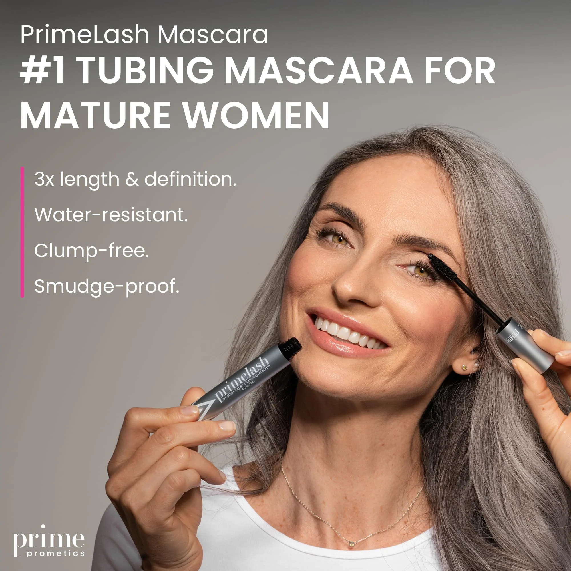 Prime Prometics PrimeLash Mascara for Older Women – Volumizing, Incredible Length in 2 Coats – Long-Stay, Zero Clumps, Hypoallergenic (Brown) - Image 7