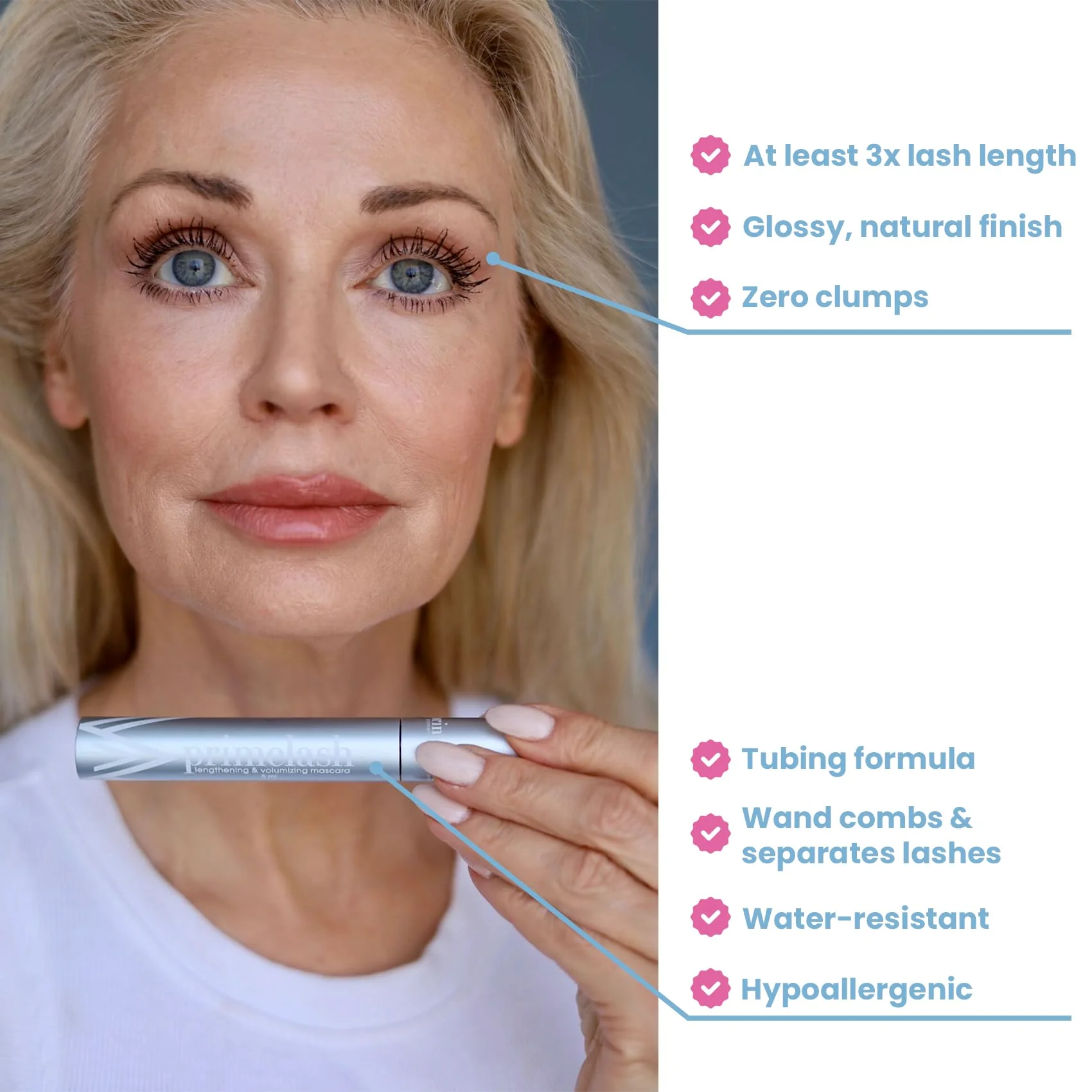 Prime Prometics PrimeLash Mascara for Older Women – Volumizing, Incredible Length in 2 Coats – Long-Stay, Zero Clumps, Hypoallergenic (Brown) - Image 9