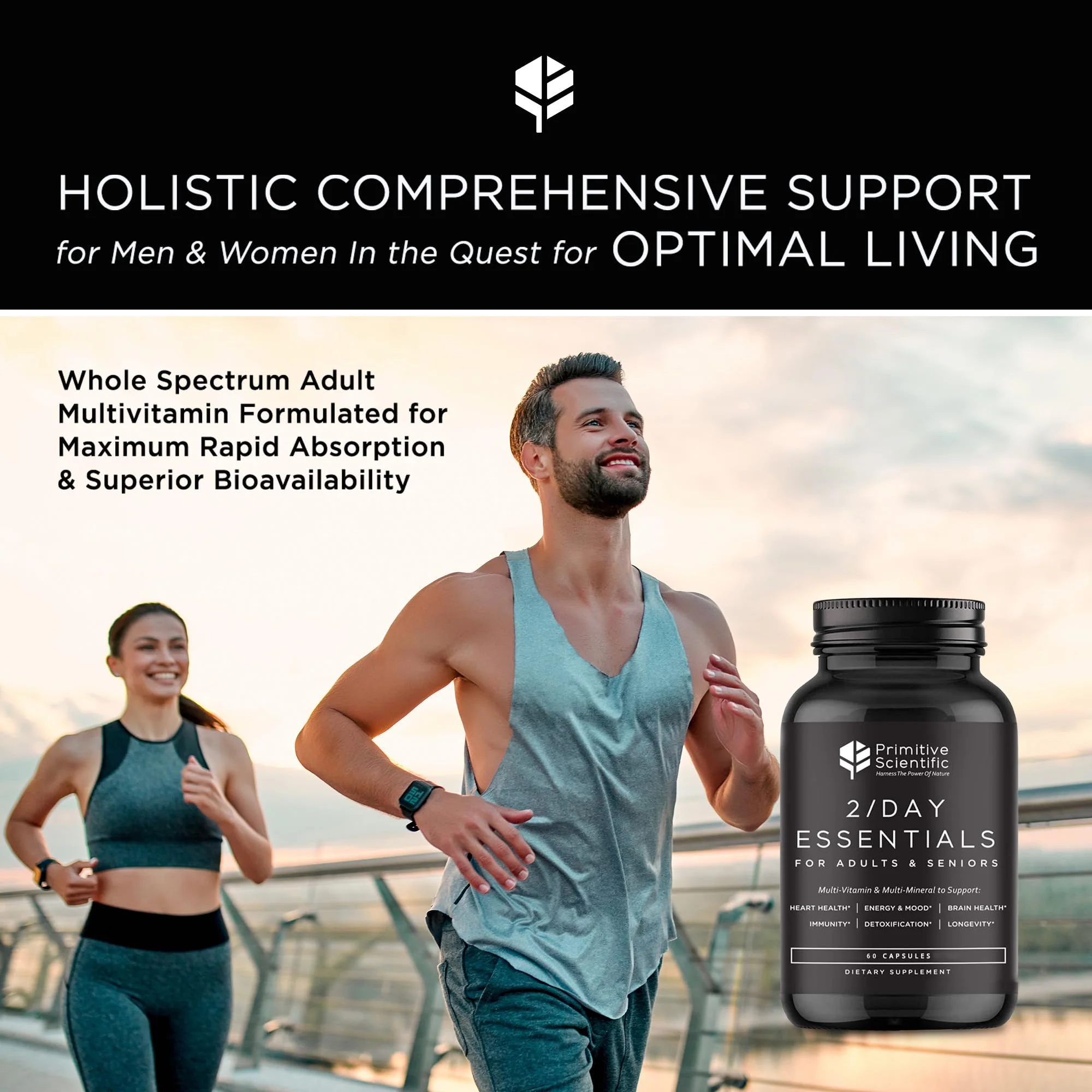 Primitive Scientific Whole Food Daily Essential Multivitamins for Adults and Seniors - 2X a Day - Vitamin A, C, D, E, B12 and Minerals - Natural and Holistic Support (60 Capsules) - Image 4
