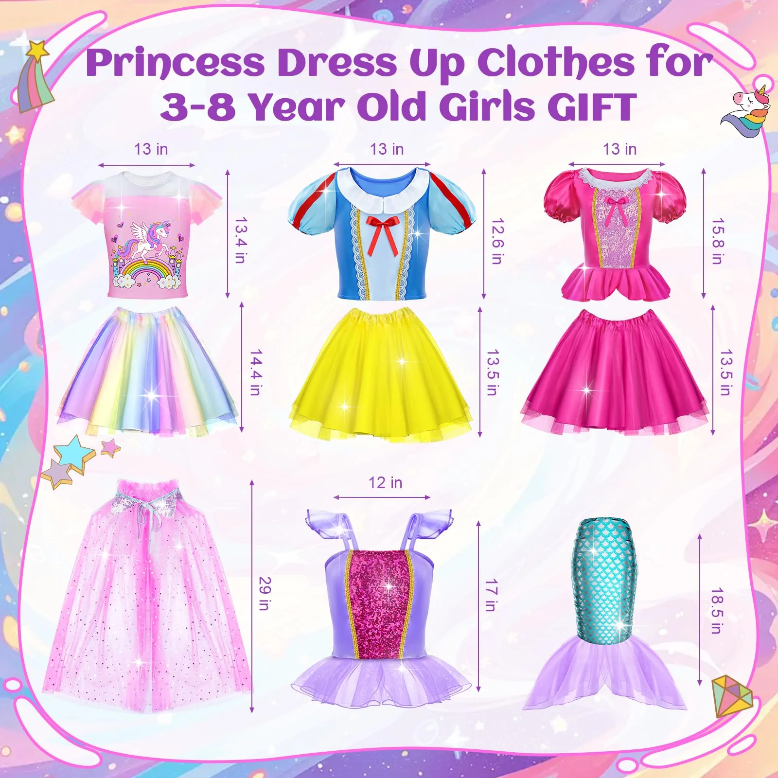Princess Dress Up for Girls - Dress up Clothes for Toddler Girl,Role Play Costume Princess Toys Christmas Birthday Gifts for Age 3-8 Year Old - Image 2