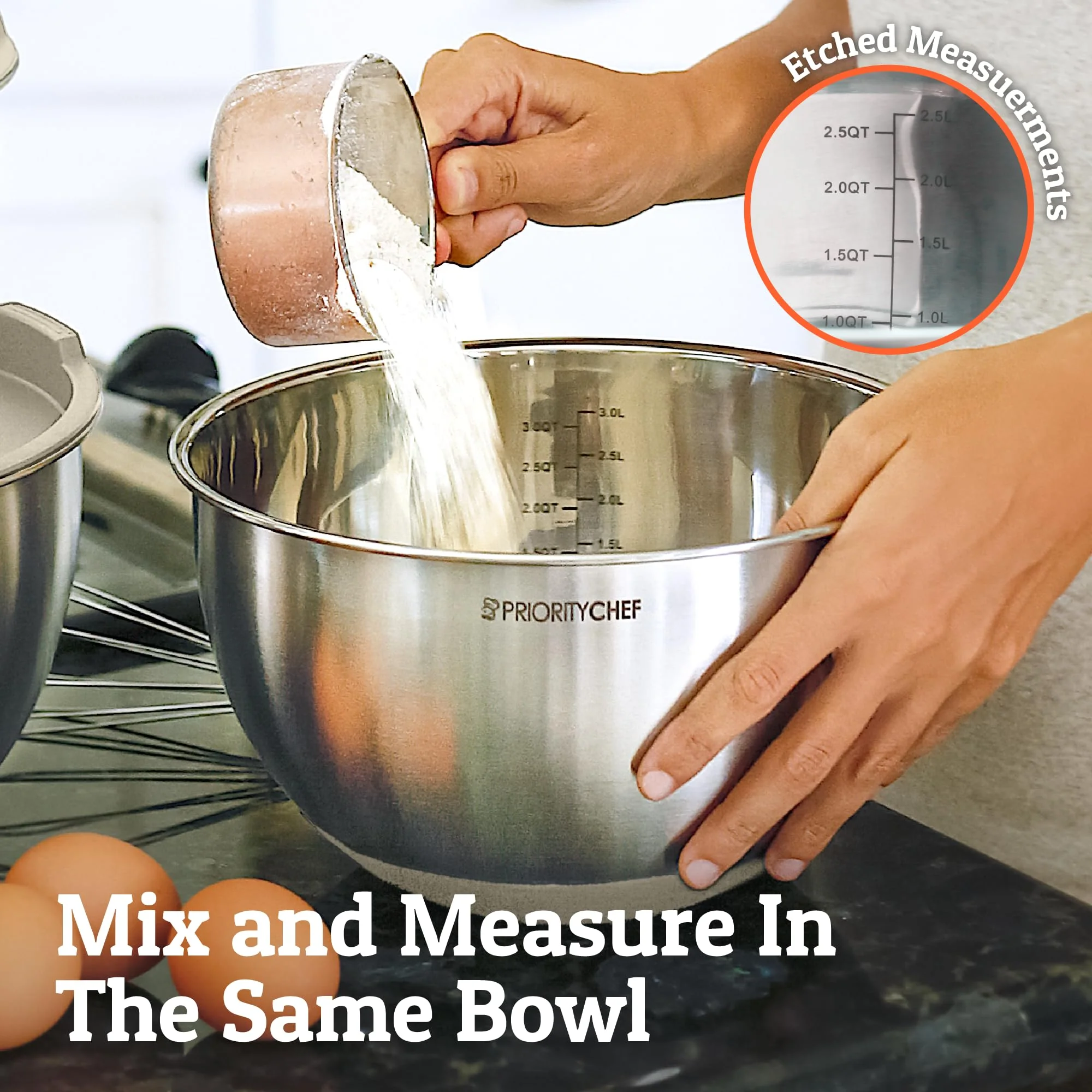 Priority Chef Premium Mixing Bowls With Airtight Lids Set, Thicker Stainless Steel Mixing Bowl Set, Large Prep Metal Bowls with Lids, Nesting Bowls for Kitchen, 1.5/2/3/4/5 Qrt, Khaki - Image 5