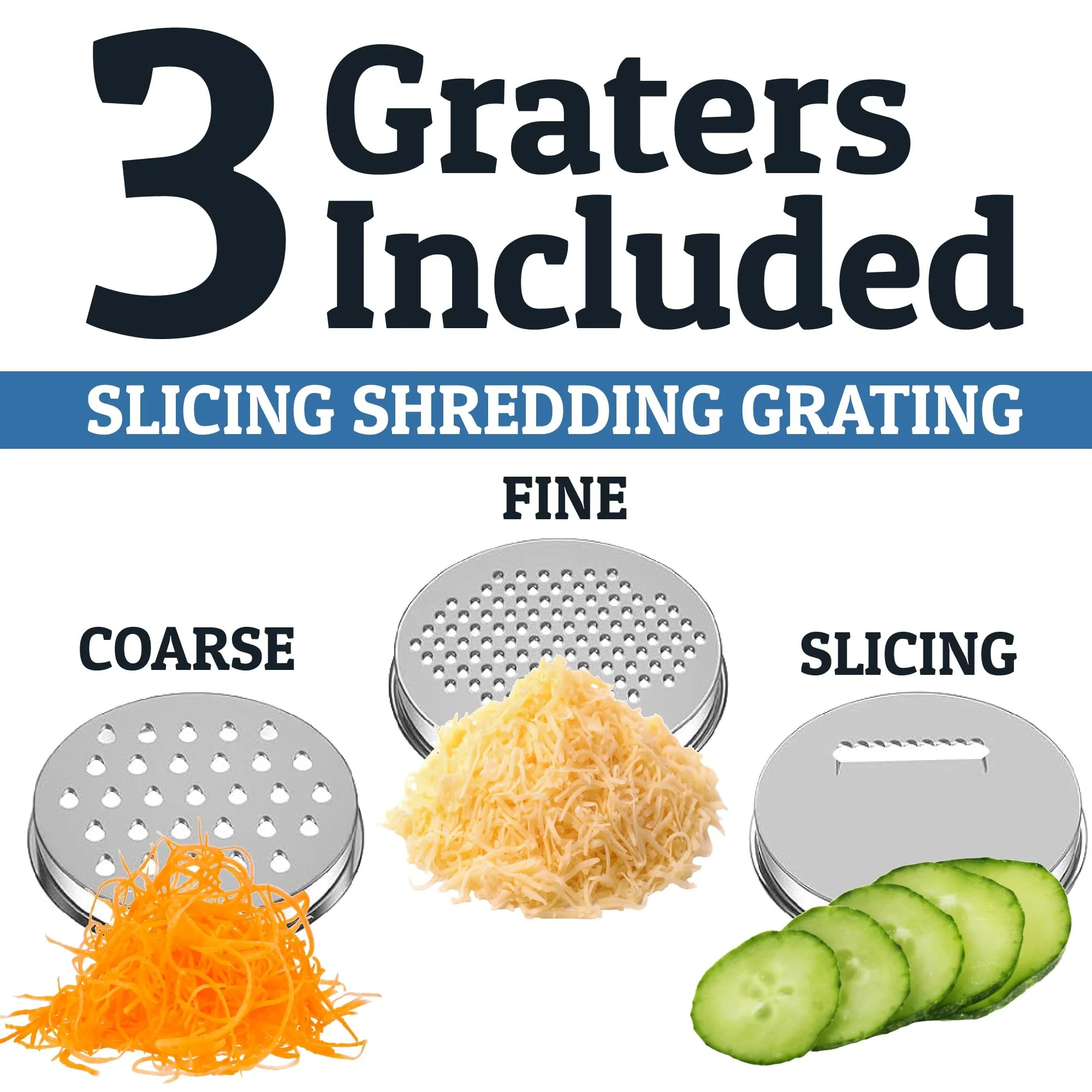 Priority Chef Stainless Steel Mixing Bowls with Lids Set, 3 Grater Attachments, Airtight Lids, Non-Slip Silicone Base Mixing Bowl Set, Large Prep Metal Mixing Bowls for Kitchen, Blue - Image 2