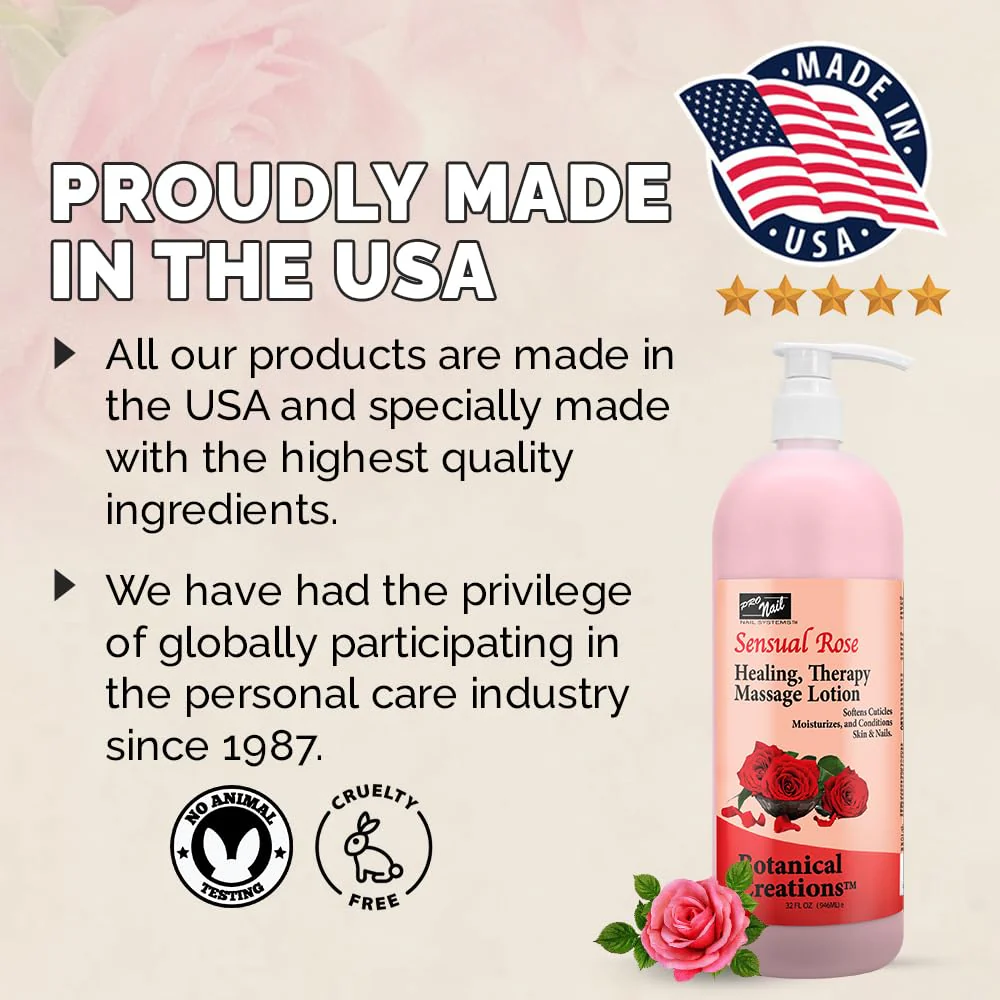 PRO NAIL - Healing Therapy Massage Lotion - Professional Pedicure, Body and Hot Oil Manicure, Infused with Natural Oils, Vitamins, Panthenol and Amino Acids (Sensual Rose, 32 Oz) - Image 2
