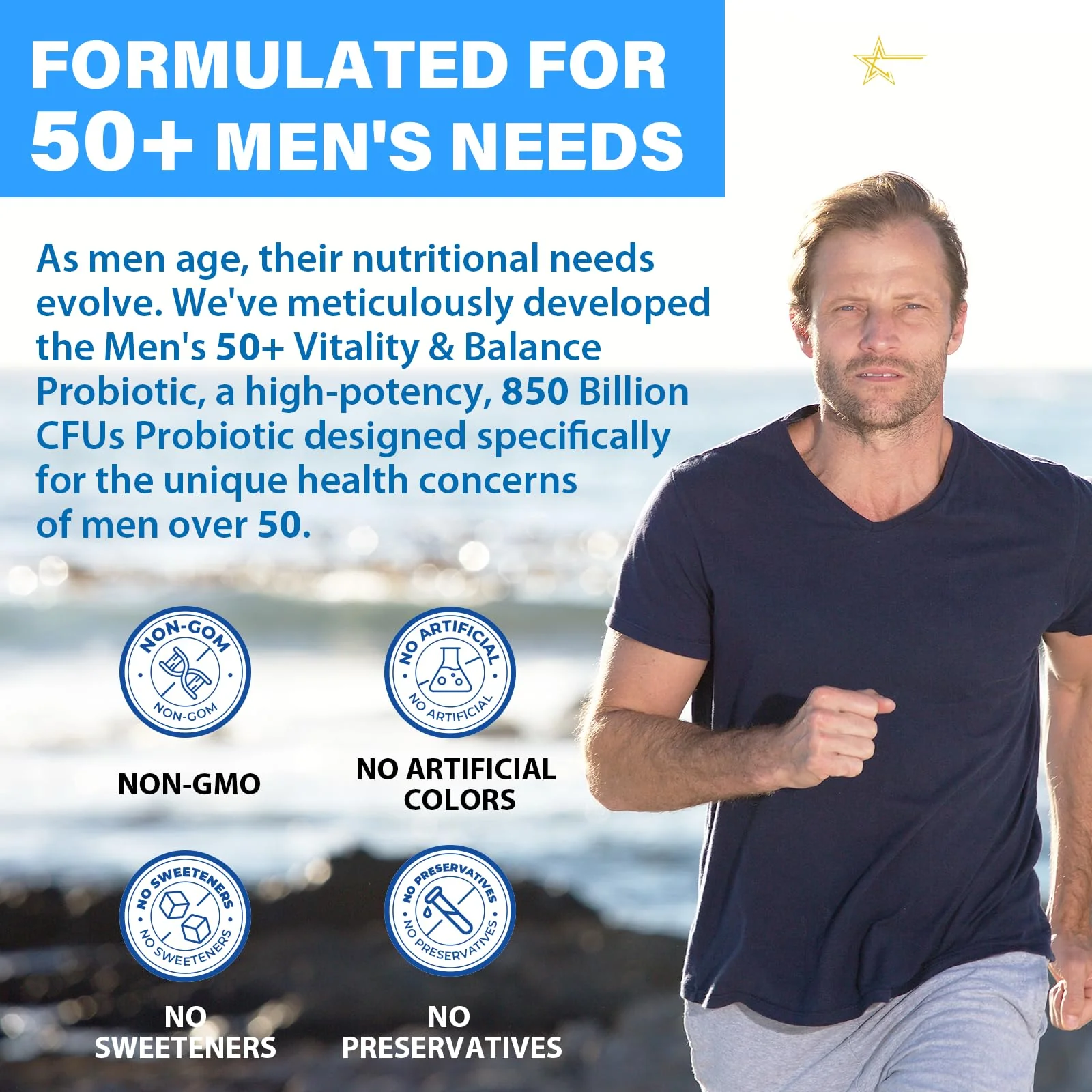 Probiotics for Men, Advanced 50+ Mens Probiotic, Comprehensive Gut & Energy Support with 850 Billion CFU, 1800mg Prebiotics Fiber – Tailored Wellness mens probiotics for gut health over 50, 90 Capsule - Image 4