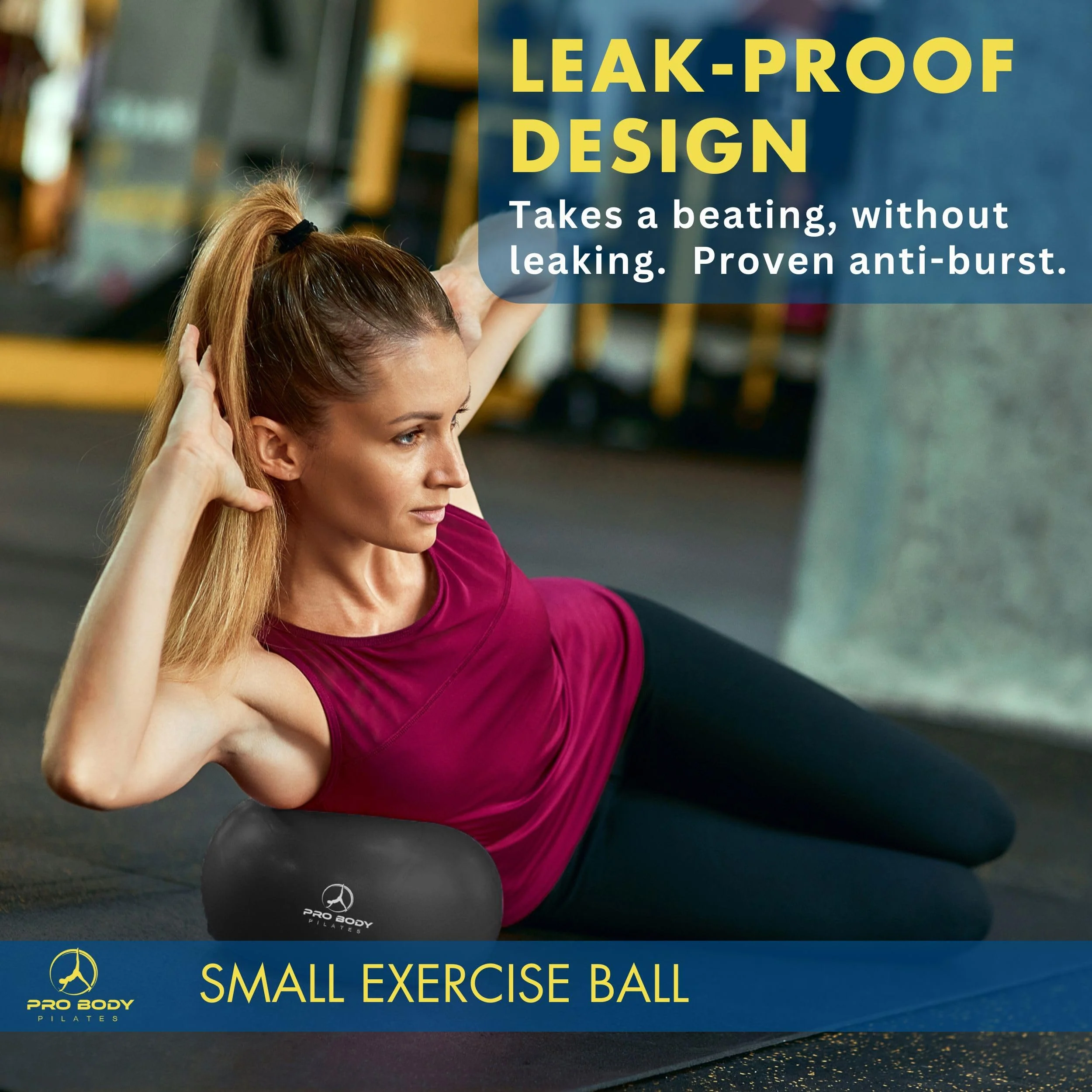 ProBody Pilates Small Exercise Ball - 9 Inch Workout Ball for Stability, Barre, Yoga, Core & Physical Therapy, Home Gym & Office Use (Black) - Image 8