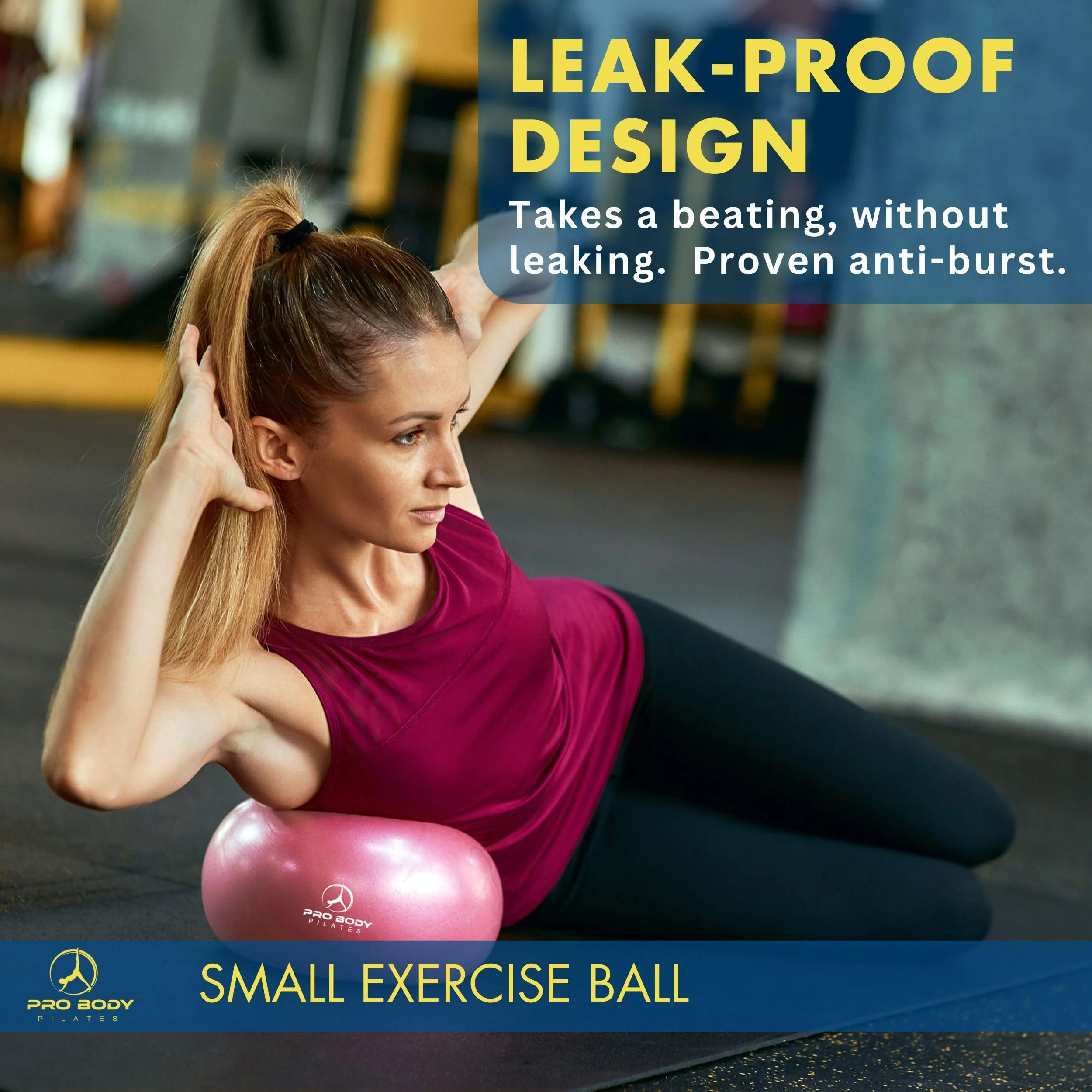 ProBody Pilates Small Exercise Ball - 9 Inch Workout Ball for Stability, Barre, Yoga, Core & Physical Therapy, Home Gym & Office Use (Pink) - Image 8