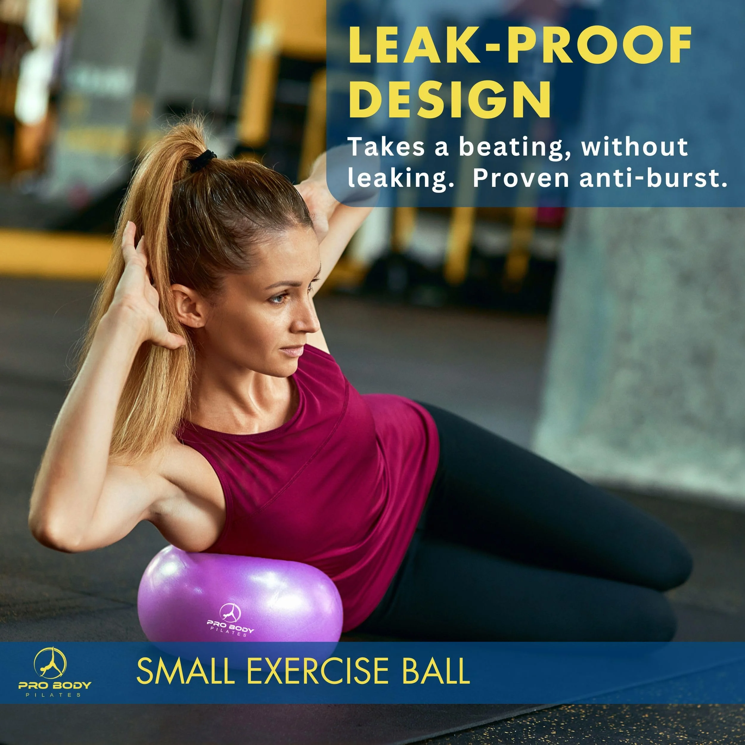 ProBody Pilates Small Exercise Ball - 9 Inch Workout Ball for Stability, Barre, Yoga, Core & Physical Therapy, Home Gym & Office Use (Purple) - Image 8