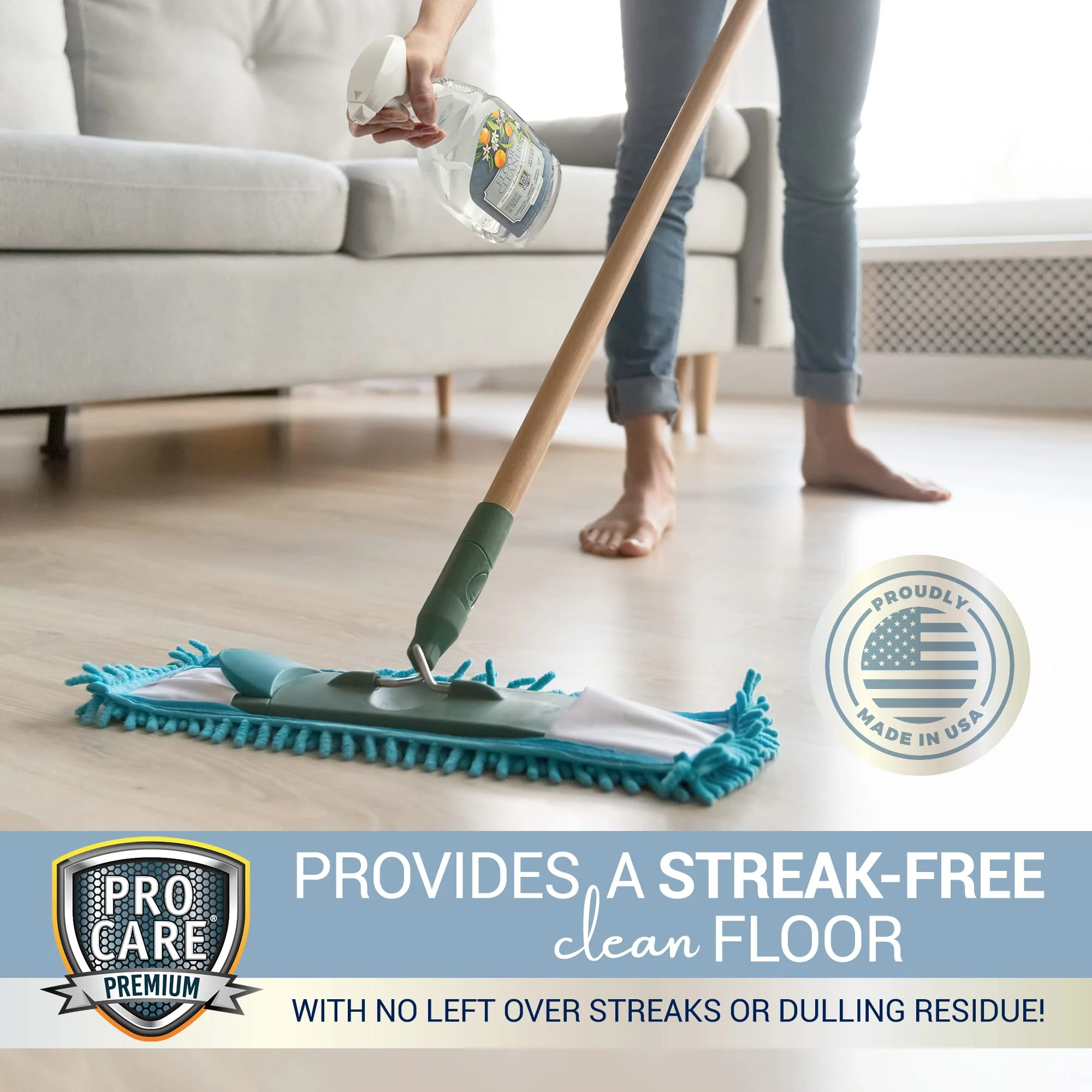 ProCare Citrus Floor Cleaner (Made in USA) | Tile, Stone, Laminate, Vinyl & Natural Wood Floor Cleaner for Mopping, Floor Cleaning Solution with Citrus Aroma - 32oz / 0.95L Spray Bottle - Image 8