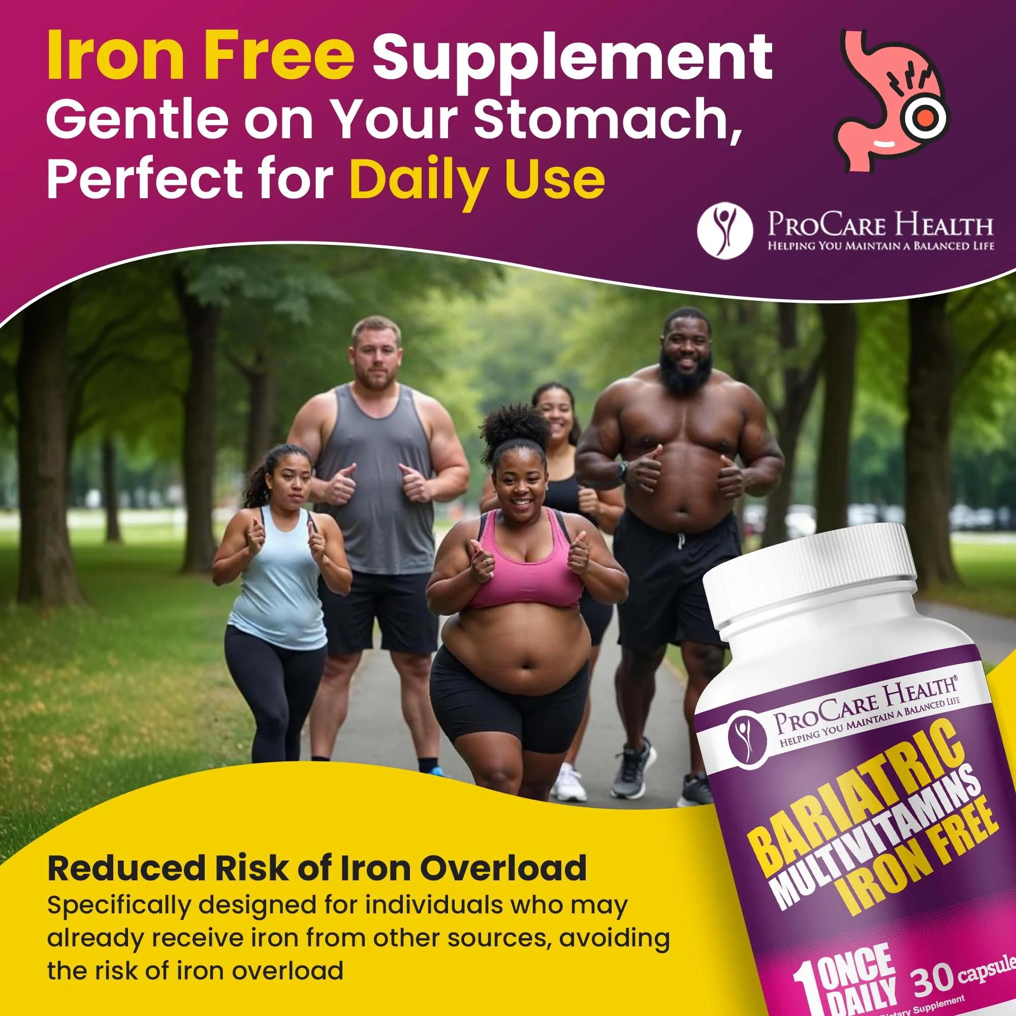 Procare Health Bariatric Multivitamin with Iron Free (30 Fast Dissolving Veggie Capsule) - Bariatric Vitamins for Gastric Sleeve & Gastric Bypass, Bariatric Multivitamin Without Iron (1 Month Supply)* - Image 6