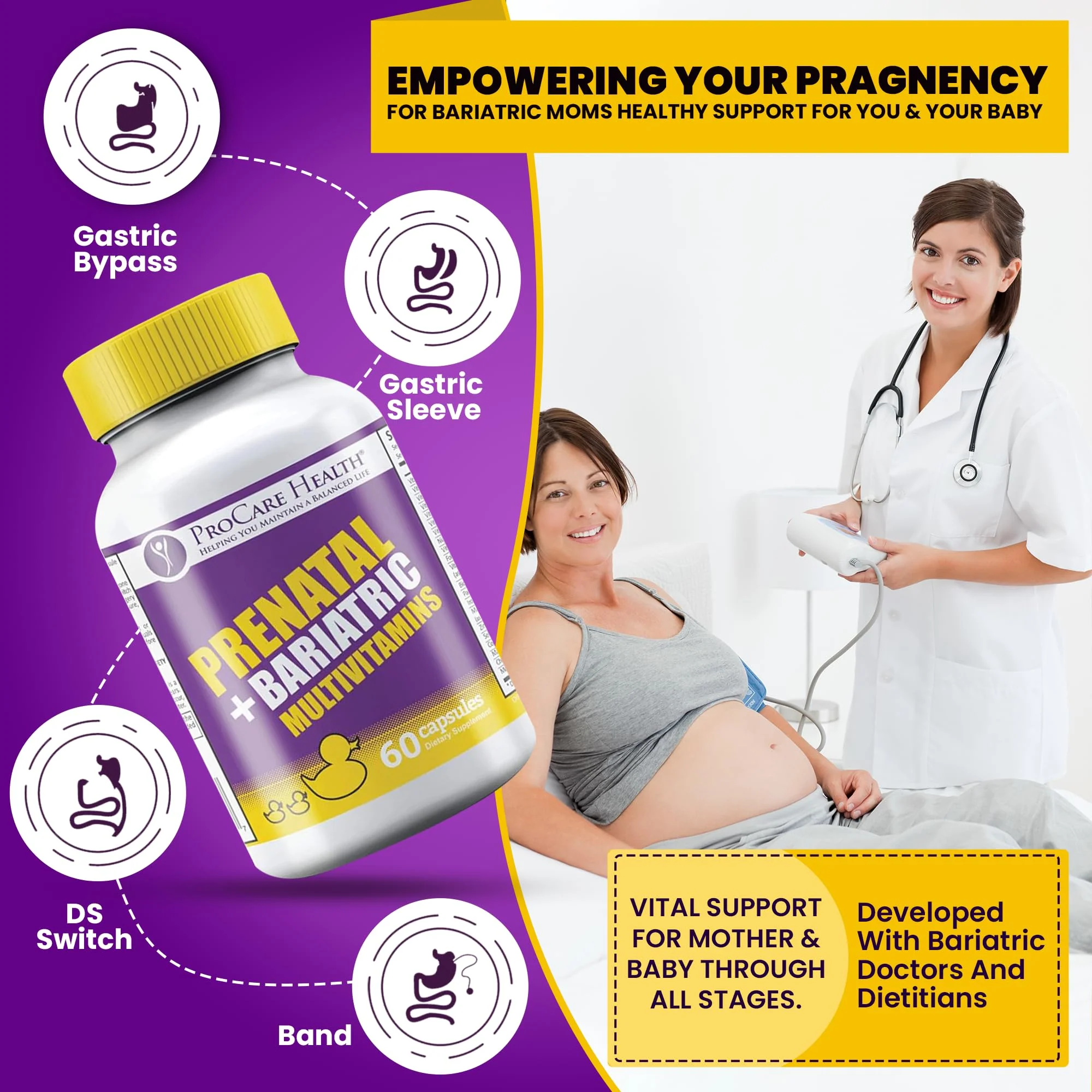 ProCare Health Prenatal Bariatric Multivitamin with Iron (60 Easy to Swallow Capsules) – for Women, Bariatric Vitamins for Gastric Bypass & Gastric Sleeve (1 Month Supply) - Image 6