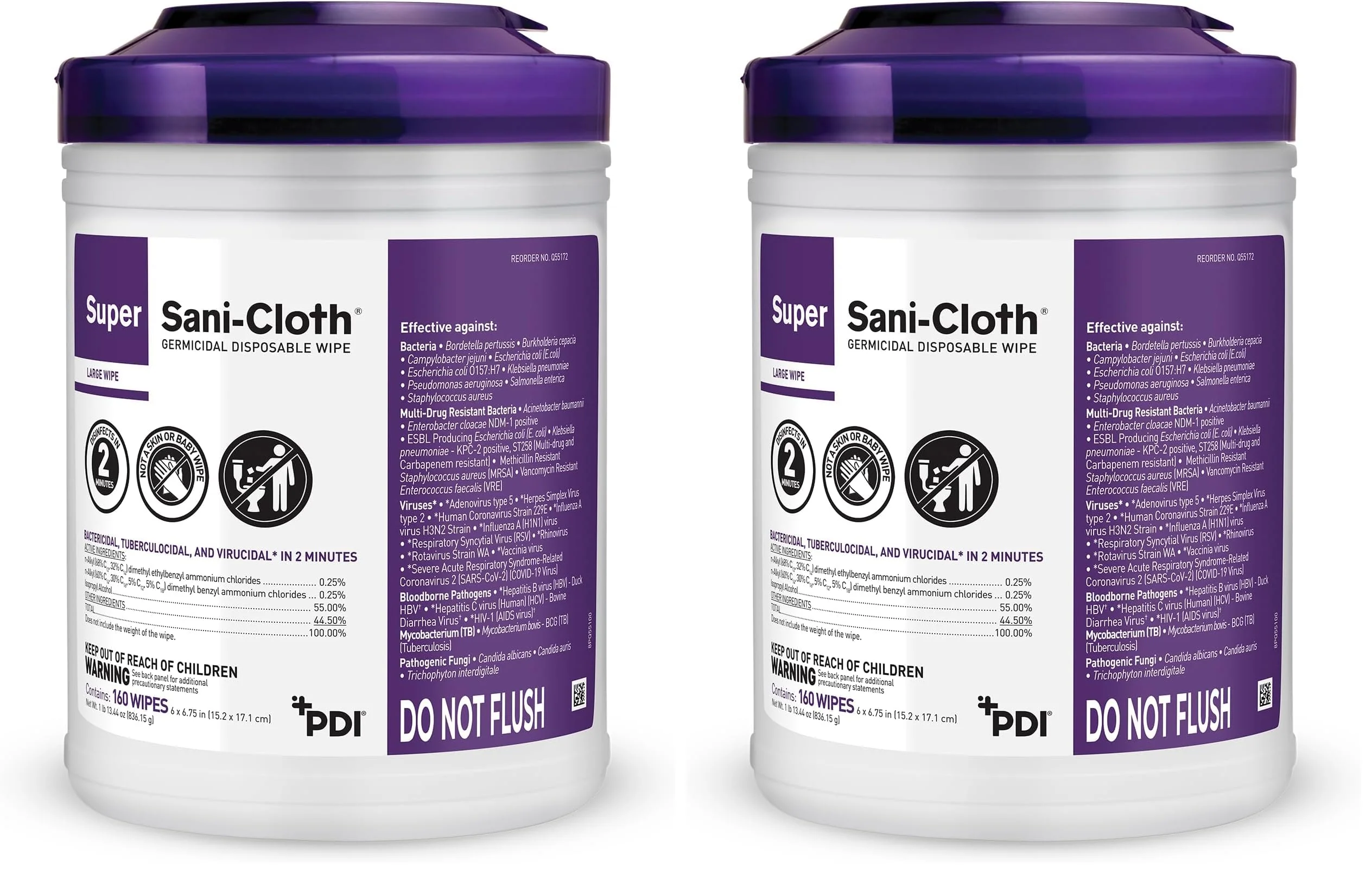 Professional Disposables Surface Disinfectant Super Sani-Cloth Wipes, 160Count (Pack of 2)