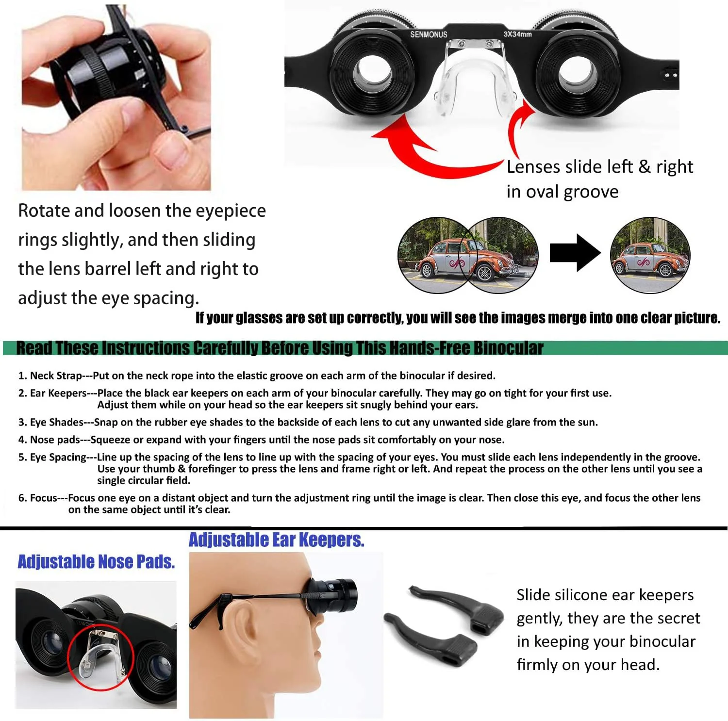 Professional Hands-Free Binocular Glasses for Fishing, Bird Watching, Sports, Concerts, Theater, Opera, TV, Sight Seeing, Hands-Free Opera Glasses for Adults Kids (Green Film Optics)-Upgraded - Image 6