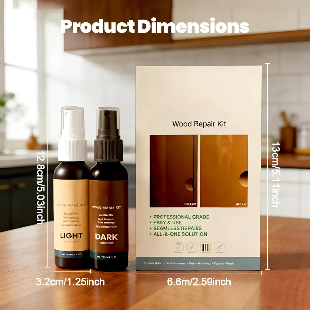 Professional Wood Floor Scratch Repair, Wood Repair Kit, Restore A Finish for Wood, Floor Cover Nicks and Scratches, Hides Minor Defects, Wood Furniture Repair Kit (1Set) - Image 4