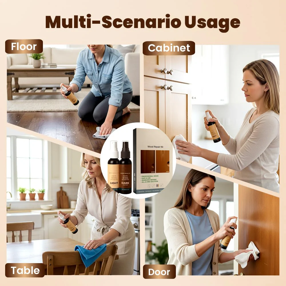 Professional Wood Floor Scratch Repair, Wood Repair Kit, Restore A Finish for Wood, Floor Cover Nicks and Scratches, Hides Minor Defects, Wood Furniture Repair Kit (1Set) - Image 6