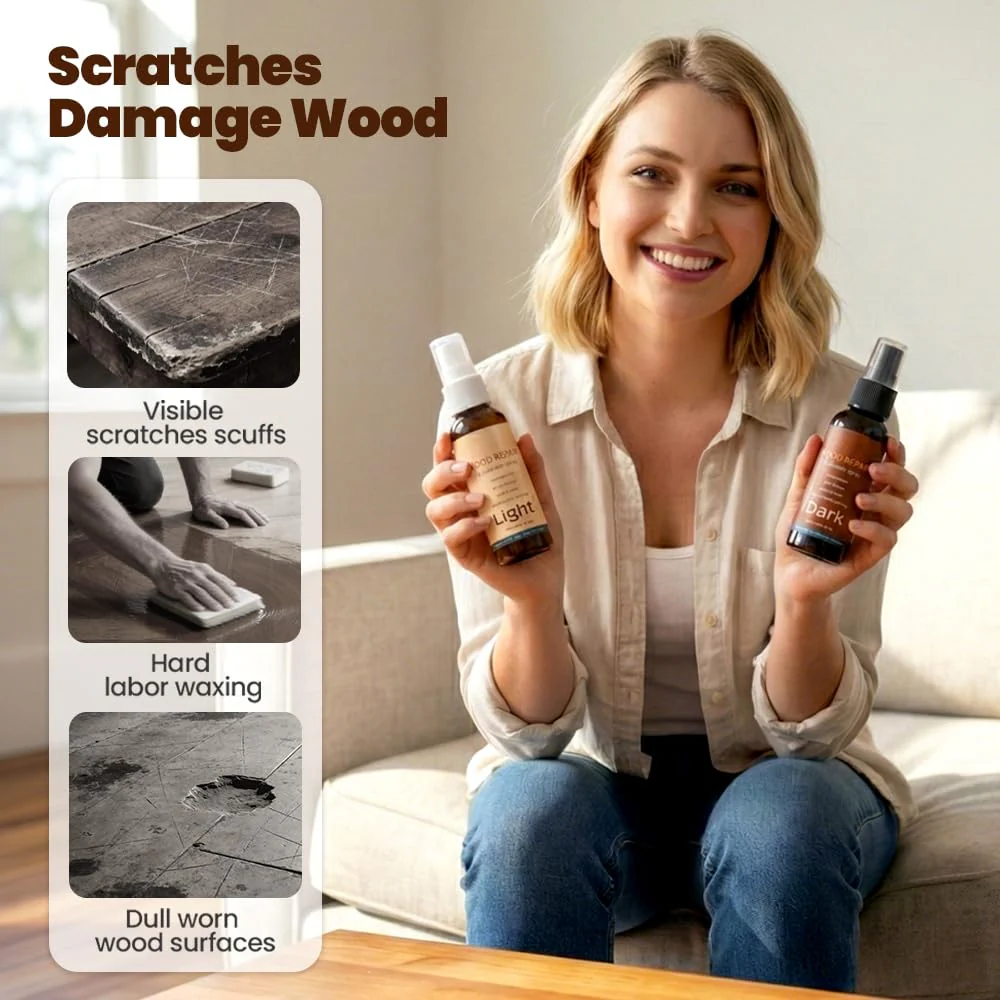 Professional Wood Floor Scratch Repair, Wood Repair Kit, Restore A Finish for Wood, Floor Cover Nicks and Scratches, Hides Minor Defects, Wood Furniture Repair Kit (1Set) - Image 8