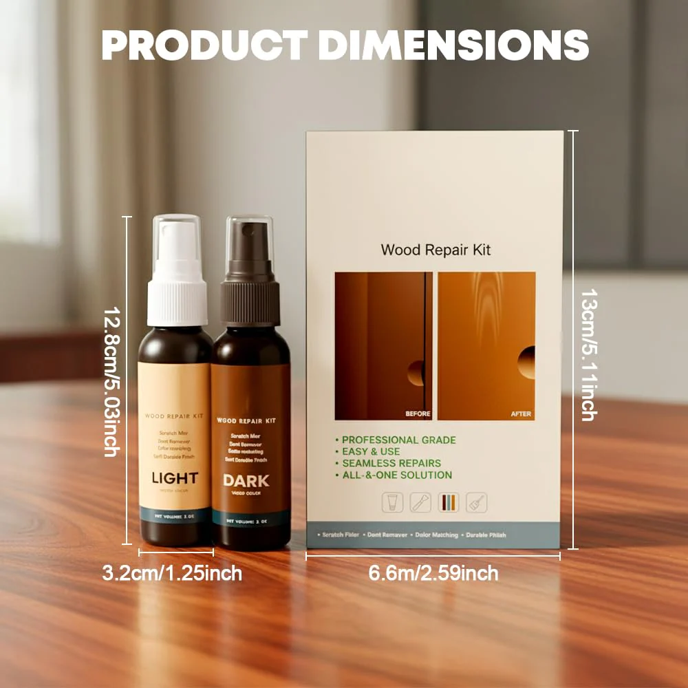 Professional Wood Floor Scratch Repair,Wood Repair Kit,Wood Furniture Repair,Restores Wood Scratch,Covers Nicks,Hides Minor Defects,Restore a Finish for Wood (2 PCS) - Image 2