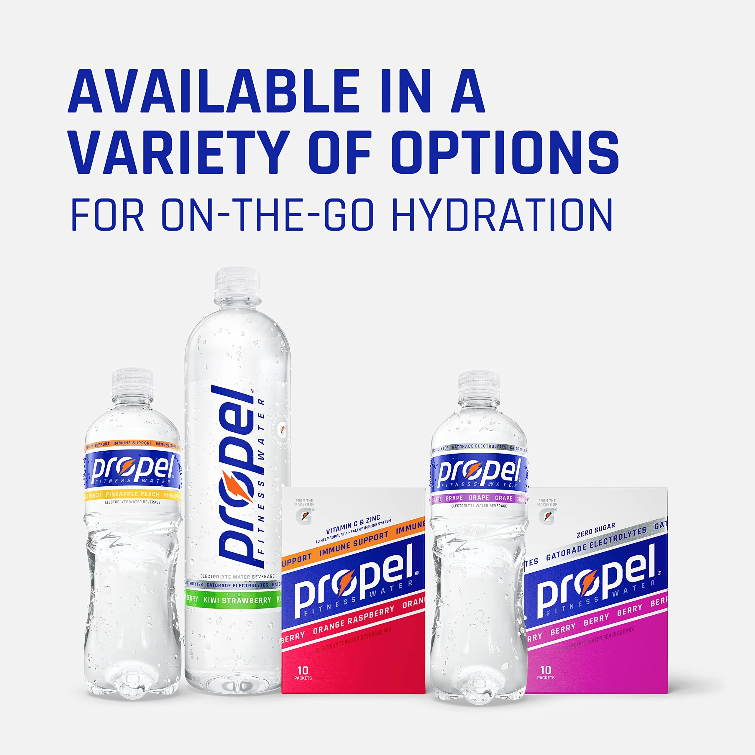 Propel, Peach, Zero Calorie Water Beverage with Electrolytes & Vitamins C&E, 24 Fl Oz, pack of 12 - Image 2