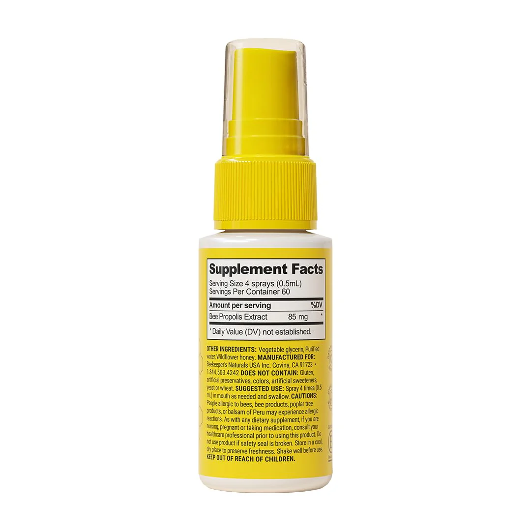 Propolis Throat Spray by Beekeeper's Naturals - 95% Bee Propolis Extract, Natural Immune Support & Sore Throat Relief - Antioxidants, Keto, Paleo, Gluten-Free (1.0 oz)(Pack of 1) - Image 7