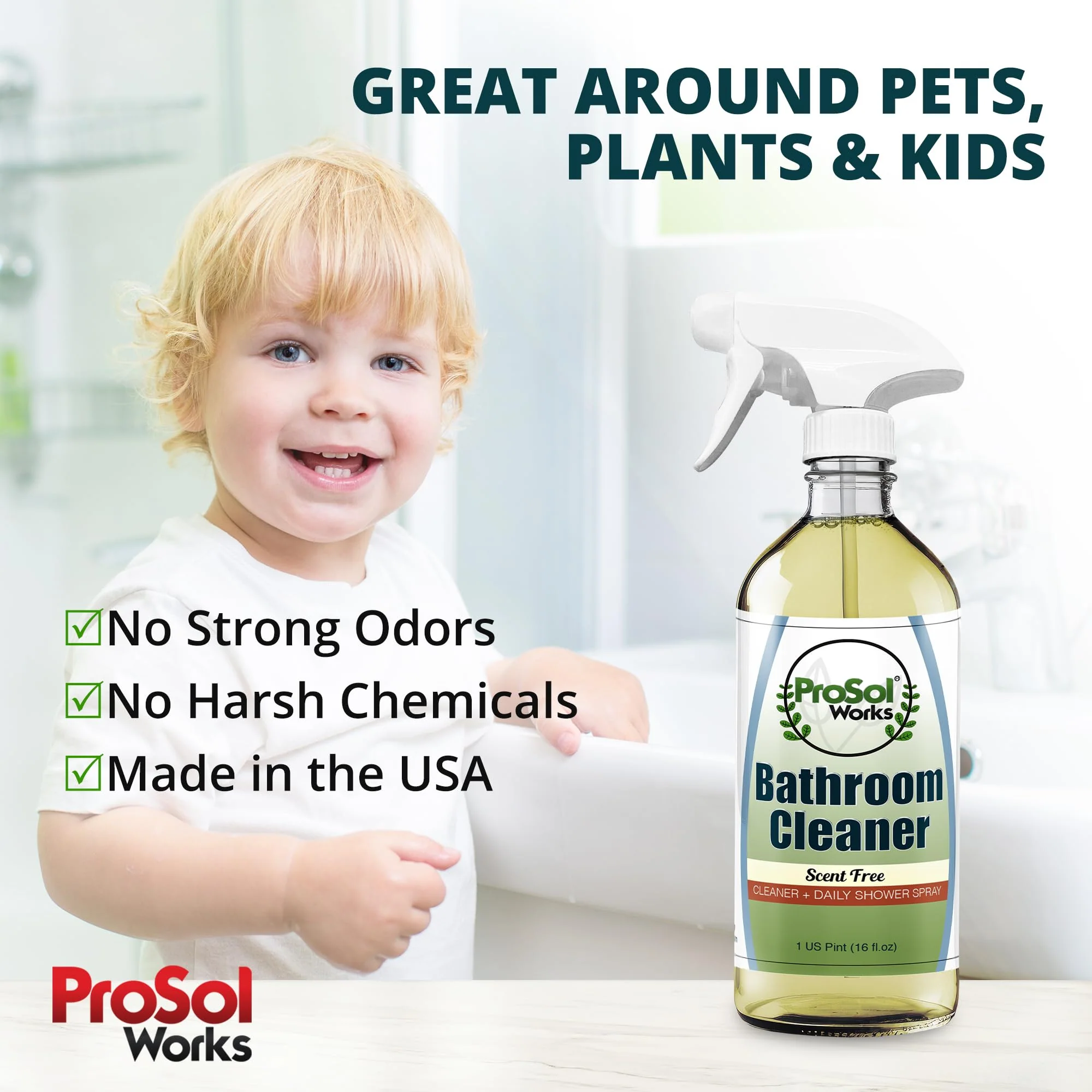 PROSOL WORKS Bathroom Cleaner 16 oz - Daily Cleaning Spray for Shower Curtain, Sink, Shower, Tile, Bathtub, & Toilet Bowl Cleaners Revealing Natural Shine & Refreshing Scent- Safe on All Surface - Image 4
