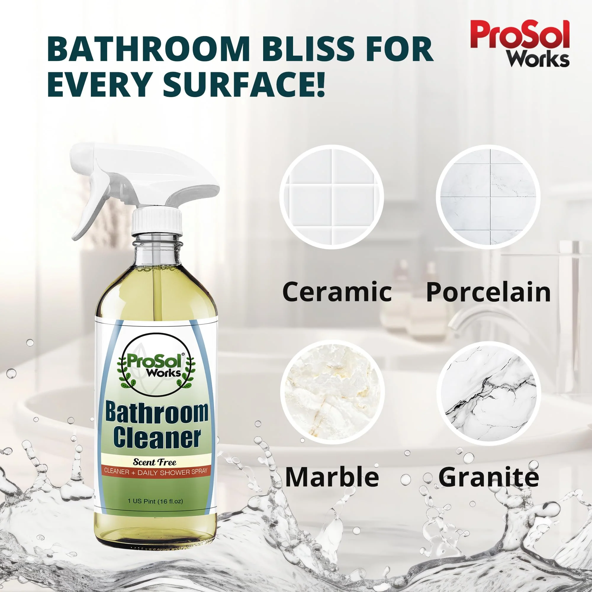PROSOL WORKS Bathroom Cleaner 16 oz - Daily Cleaning Spray for Shower Curtain, Sink, Shower, Tile, Bathtub, & Toilet Bowl Cleaners Revealing Natural Shine & Refreshing Scent- Safe on All Surface - Image 6