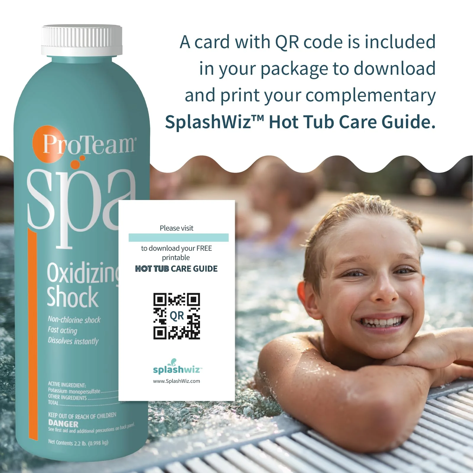 ProTeam Non-Chlorine Spa Shock for Hot Tub – Fast-Acting Oxidizing Shock Treatment, Clears Cloudy Water & Eliminates Odors – Made in USA, 2.2 lb + SplashWiz Care e-Book - Image 2