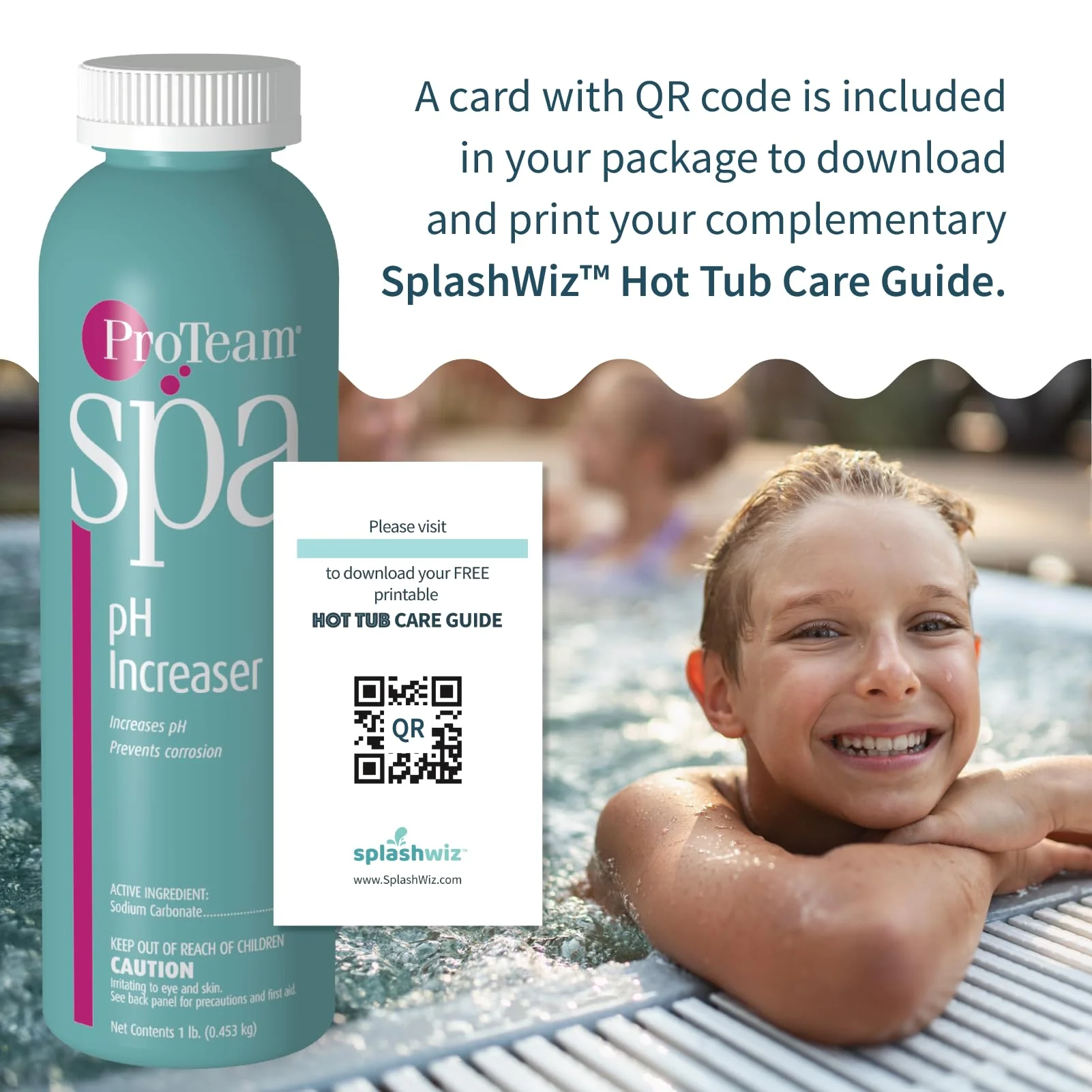 ProTeam Spa pH Increaser for Hot Tub - pH Up Hot Tub pH Increaser - with SplashWiz Hot Tub Chemicals Care Guide e-Book - Made in USA (1 lb) - Image 2