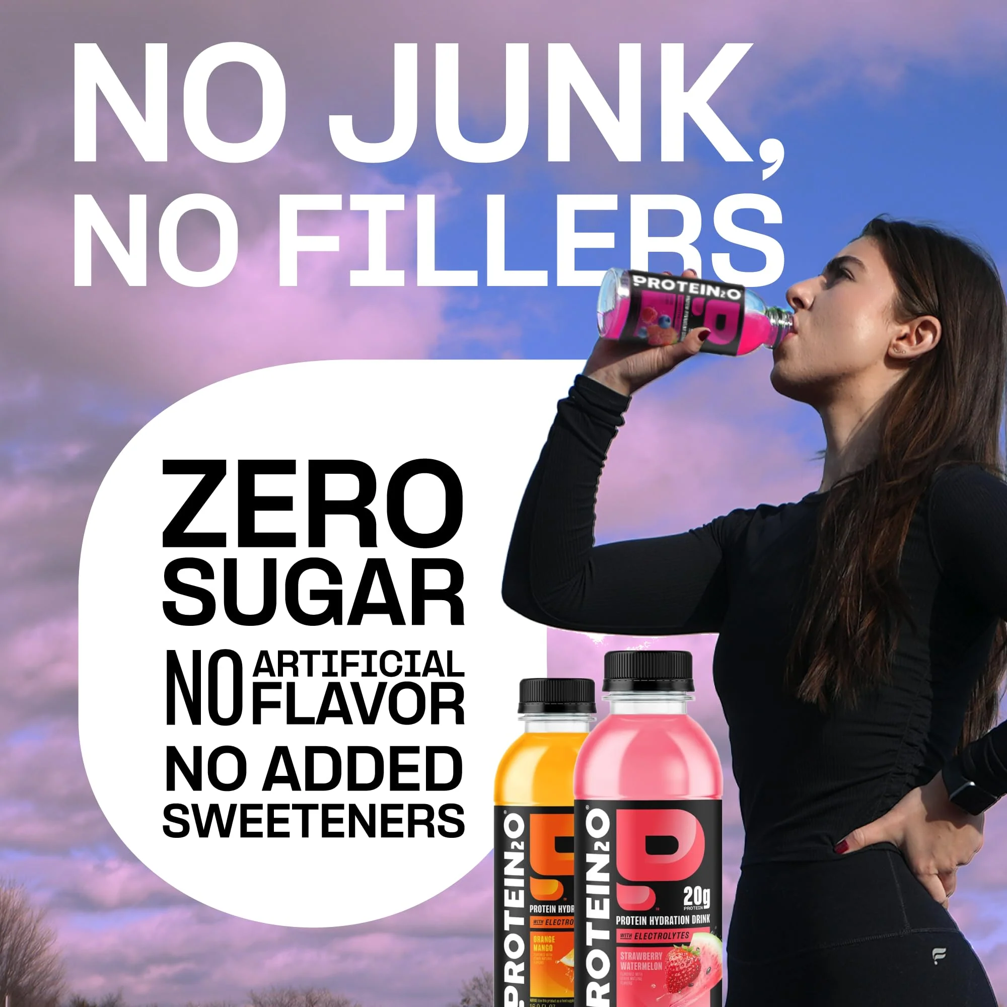 Protein2o 2-in-1 Clear Whey Protein & Electrolyte Beverage, 20g Protein, Gluten-Free, Keto, 16.9 fl oz Bottles (12 Count Variety Pack) - Image 3