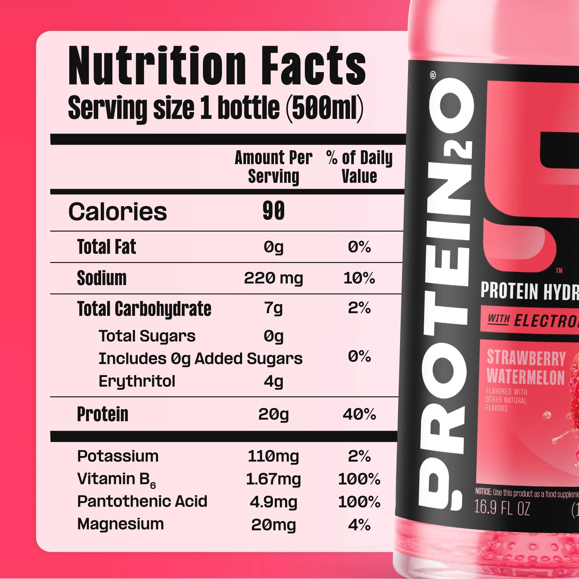 Protein2o 2-in-1 Clear Whey Protein & Electrolyte Beverage, 20g Protein, Gluten-Free, Keto, 16.9 fl oz Bottles (12 Count Variety Pack) - Image 6