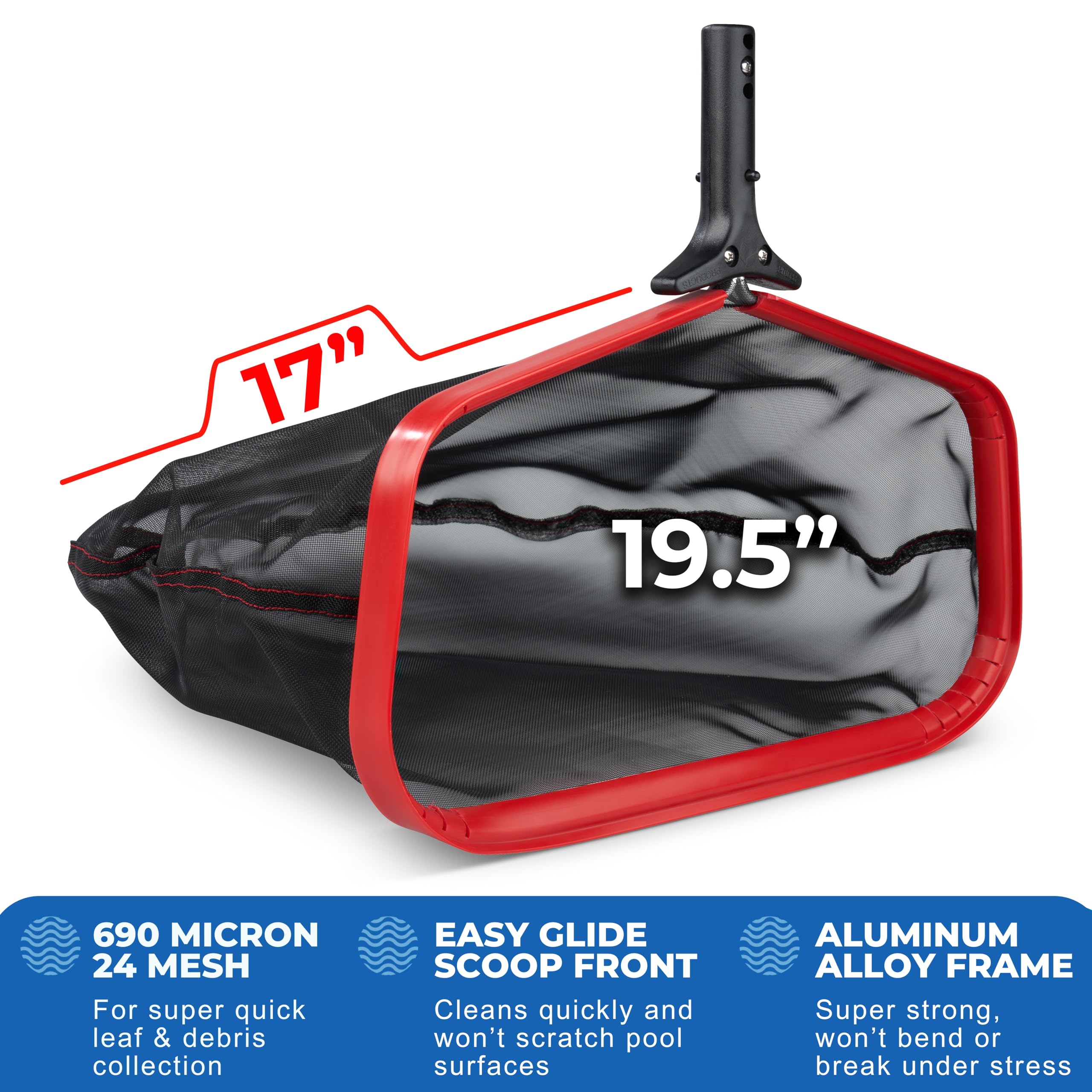 ProTuff 19.5" Fine Pool Net – 2 Year Unconditional Free Replacement – Cleans 3X Faster Than Vacuums – Wide Pool Skimmer with Deep Bag for Easy Maintenance – Skimmer Net for Leaves, Bugs & Other Debris - Image 3