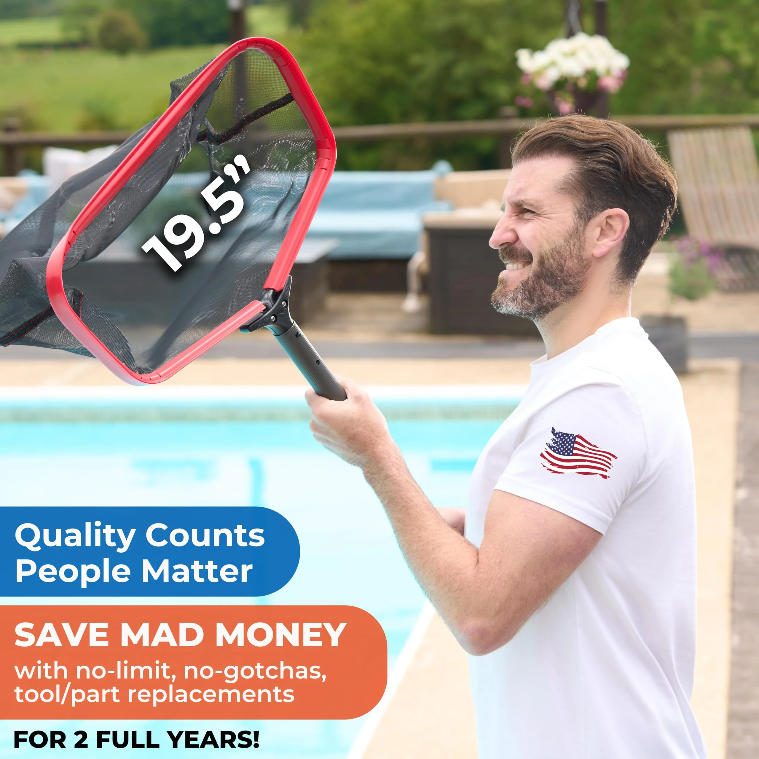 ProTuff 19.5" Fine Pool Net – 2 Year Unconditional Free Replacement – Cleans 3X Faster Than Vacuums – Wide Pool Skimmer with Deep Bag for Easy Maintenance – Skimmer Net for Leaves, Bugs & Other Debris - Image 7