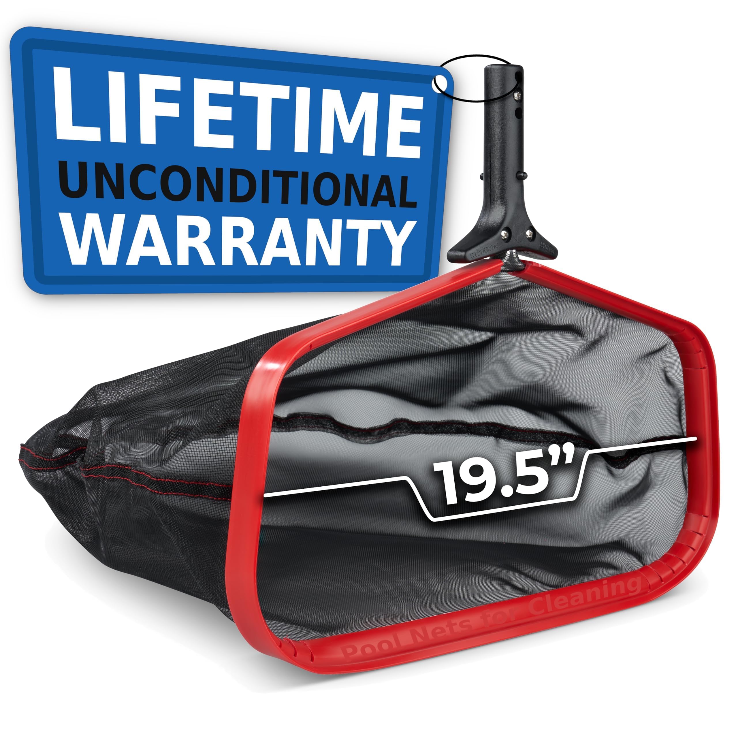 ProTuff 19" Fine Pool Net for PROS – “490 Promise” Unlimited Unconditional Replacement – Cleans 3X Faster Than Vacuum – Wide Pool Skimmer Net with Deep Bag for Easy Maintenance of Leaves, Bugs, Debris