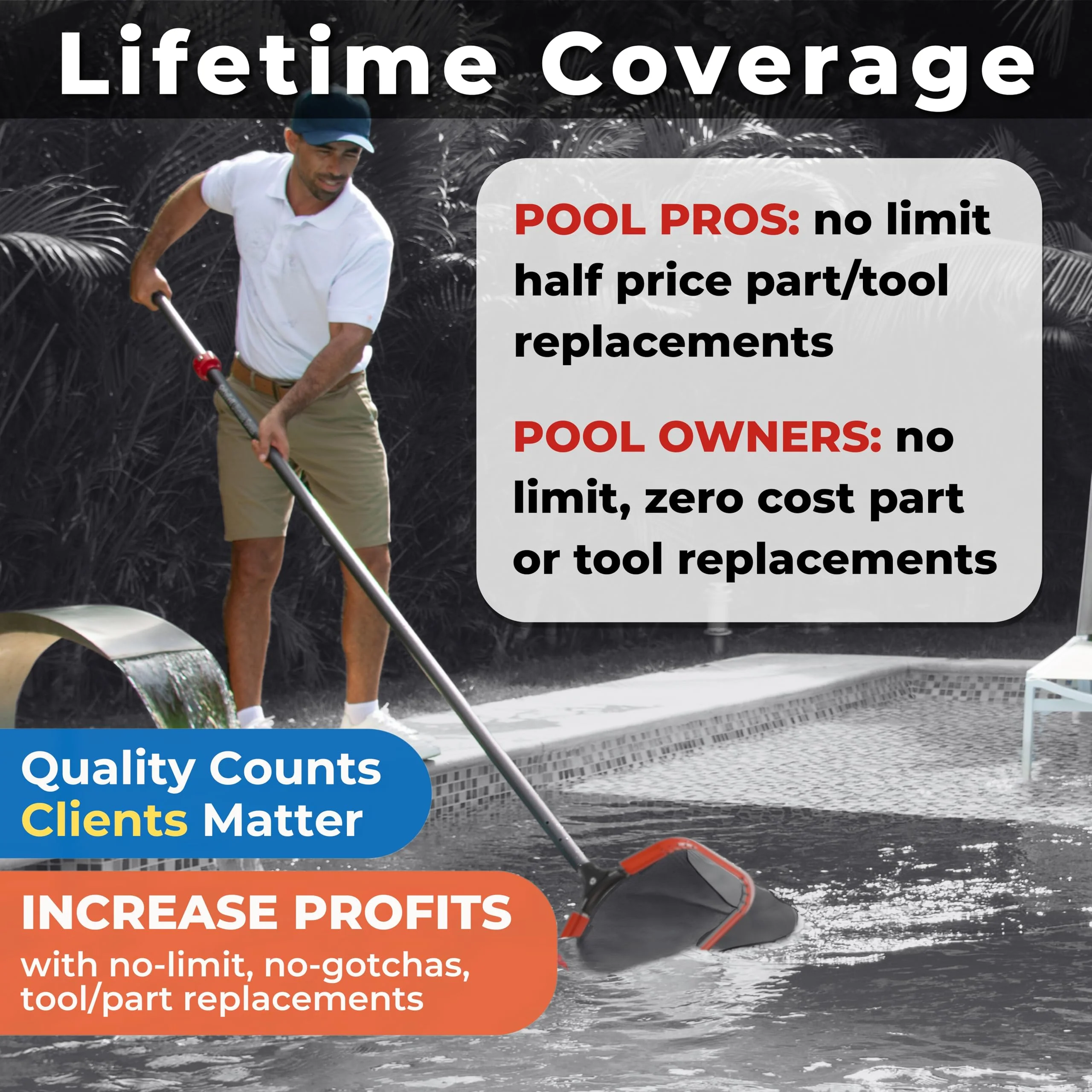 ProTuff 23" Fine Pool Net for PROS – “490 Promise” Unlimited Unconditional Replacement – Cleans 3X Faster Than Vacuum – Wide Pool Skimmer Net with Deep Bag for Easy Maintenance of Leaves, Bugs, Debris - Image 7
