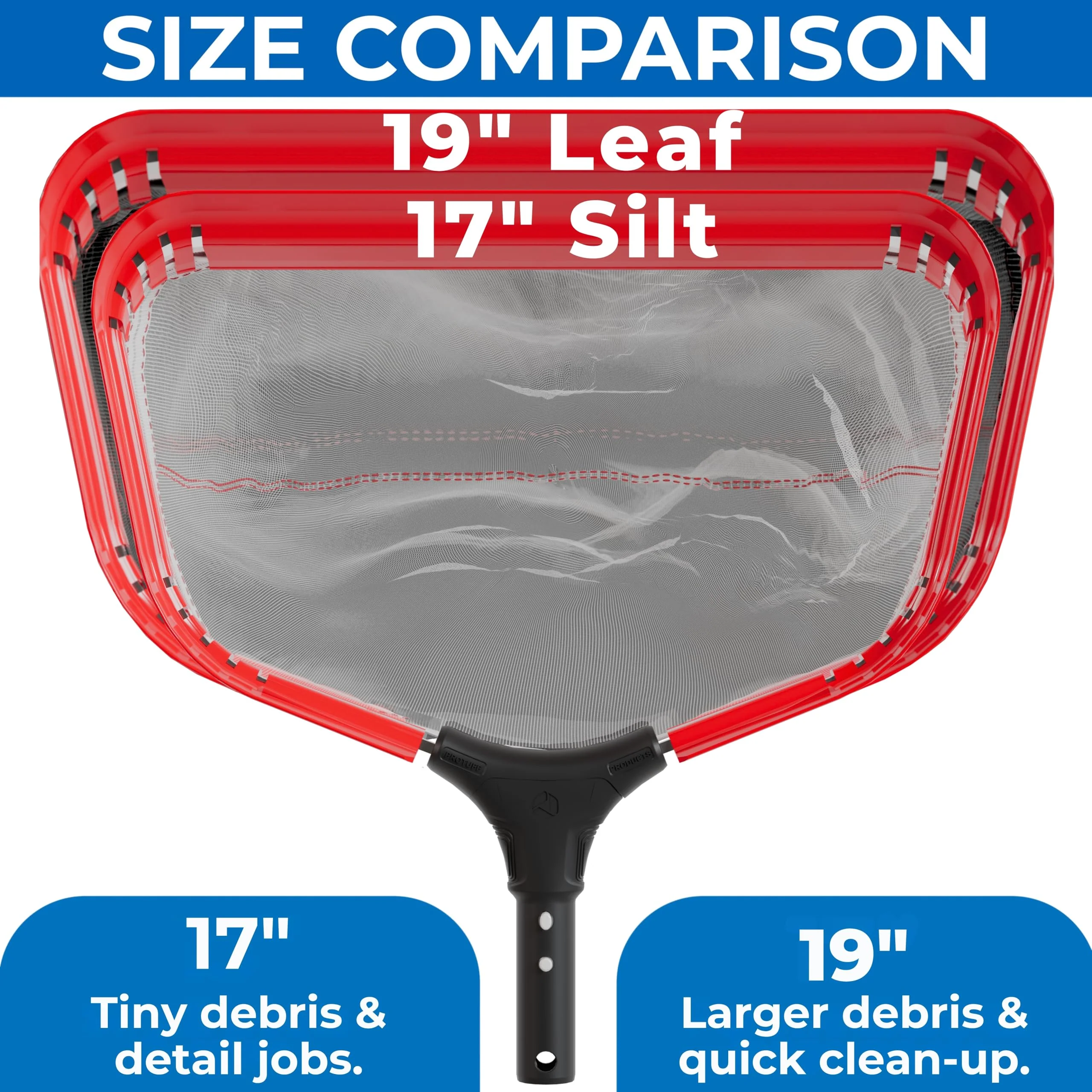 ProTuff "PRO Ultimate" Silt & Leaf Rake Bundle - 490 Promise Unlimited & Unconditional Replacements - 2-Items: 20" Medium & 18" Fine Mesh Pool Cleaner for Sand, Silt, Pollen, Leaves & Twigs - Image 2