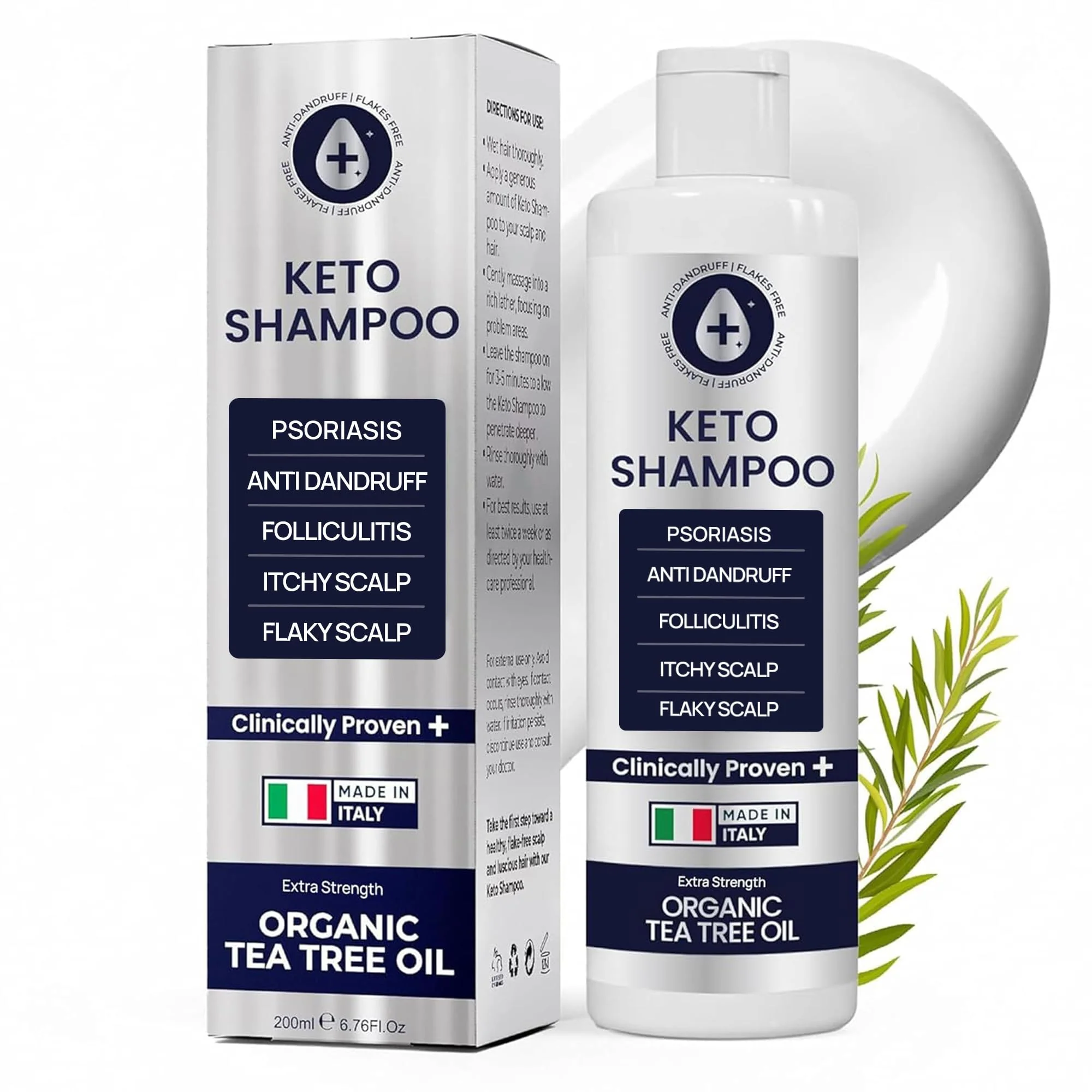 Psoriasis Shampoo Anti Dandruff - Medicated shampoo for Dandruff, Flakes, Seborrheic Dermatitis & Folliculitis Treatment - Anti Fungal Solution for Itchy, Flaky & Dry Scalp - 200ml