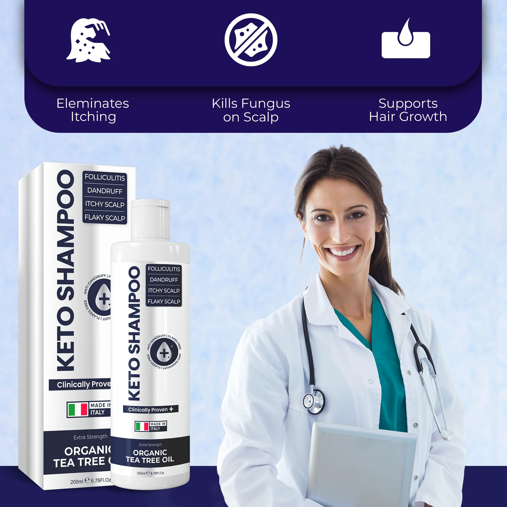 Psoriasis Shampoo Anti Dandruff - Medicated shampoo for Dandruff, Flakes, Seborrheic Dermatitis & Folliculitis Treatment - Anti Fungal Solution for Itchy, Flaky & Dry Scalp - 200ml - Image 4