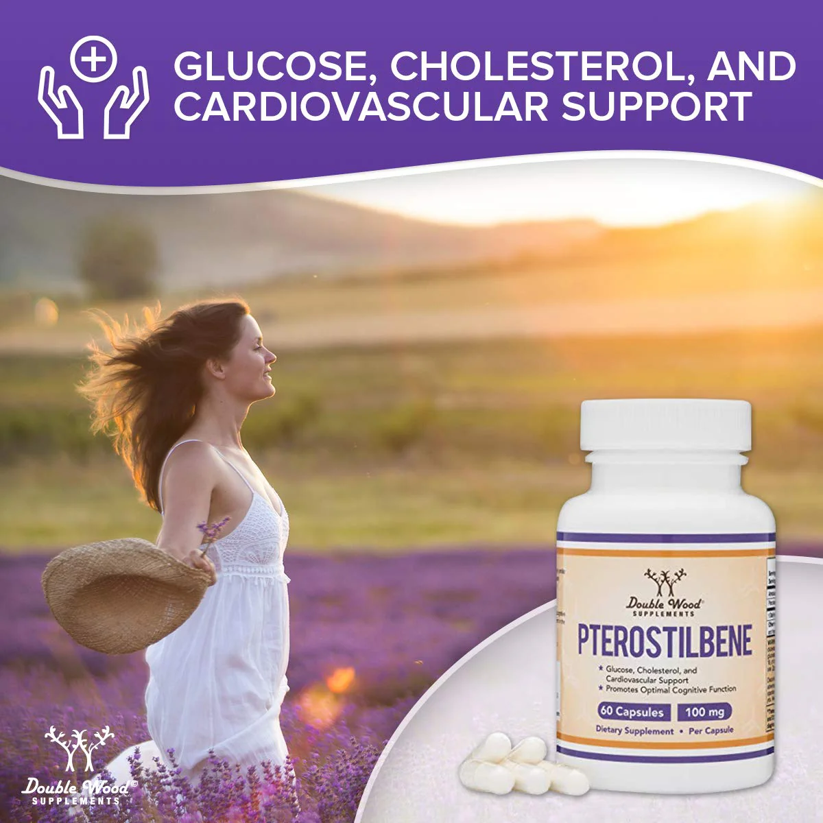 Pterostilbene Supplement 100mg Capsules (Third Party Tested) 60 Capsules, Superior to Resveratrol, Antioxidant for Longevity Support (Non-GMO, Gluten Free) by Double Wood - Image 3