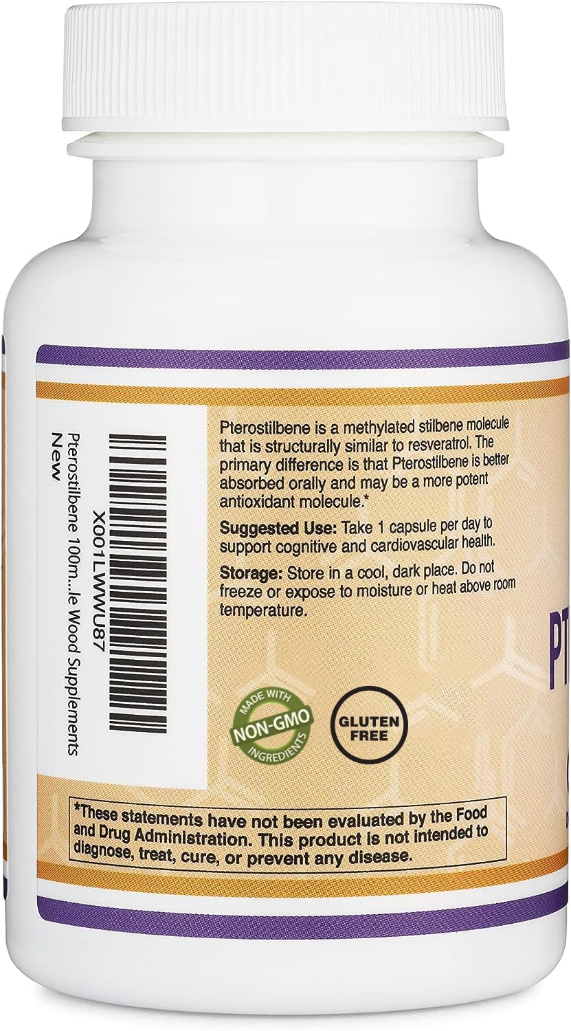 Pterostilbene Supplement 100mg Capsules (Third Party Tested) 60 Capsules, Superior to Resveratrol, Antioxidant for Longevity Support (Non-GMO, Gluten Free) by Double Wood - Image 5