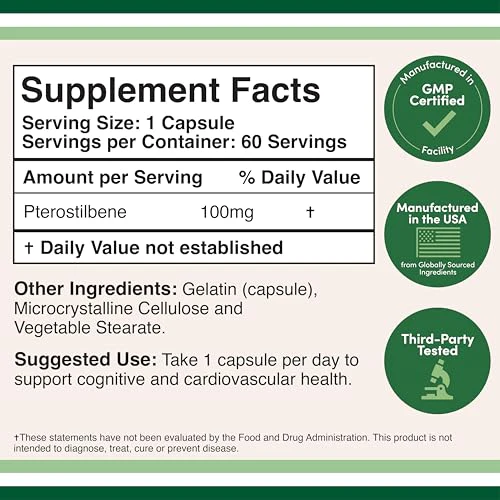 Pterostilbene Supplement 100mg Capsules (Third Party Tested) 60 Capsules, Superior to Resveratrol, Antioxidant for Longevity Support (Non-GMO, Gluten Free) by Double Wood - Image 7