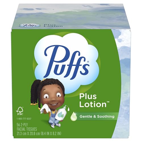 Puffs Plus Lotion Facial Tissues, 10 Cubes, 56 Tissues per Box, Allergies and Colds - Image 3