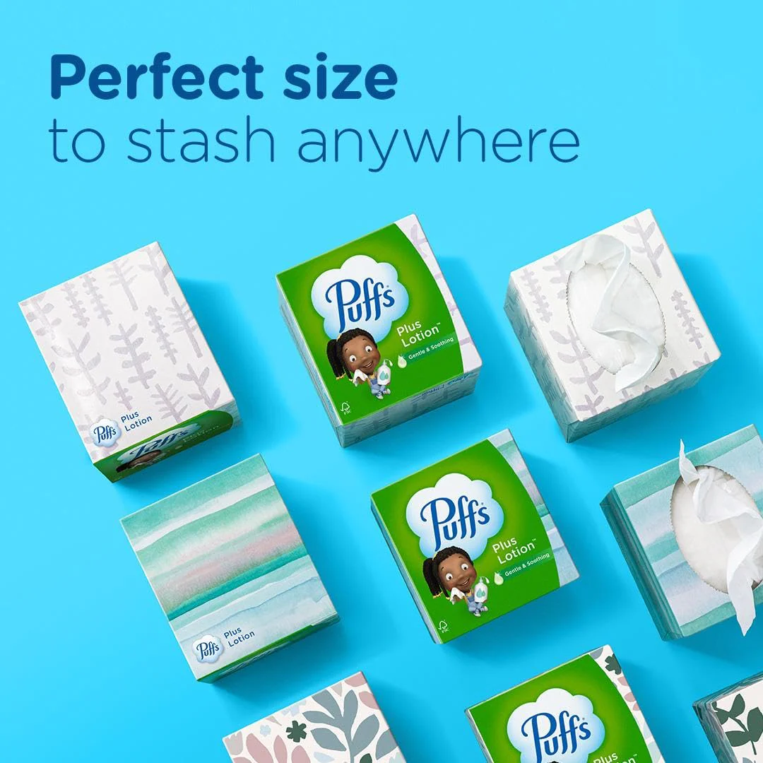 Puffs Plus Lotion Facial Tissues, 24 Family Boxes, 124 Tissues Per Box - Image 7