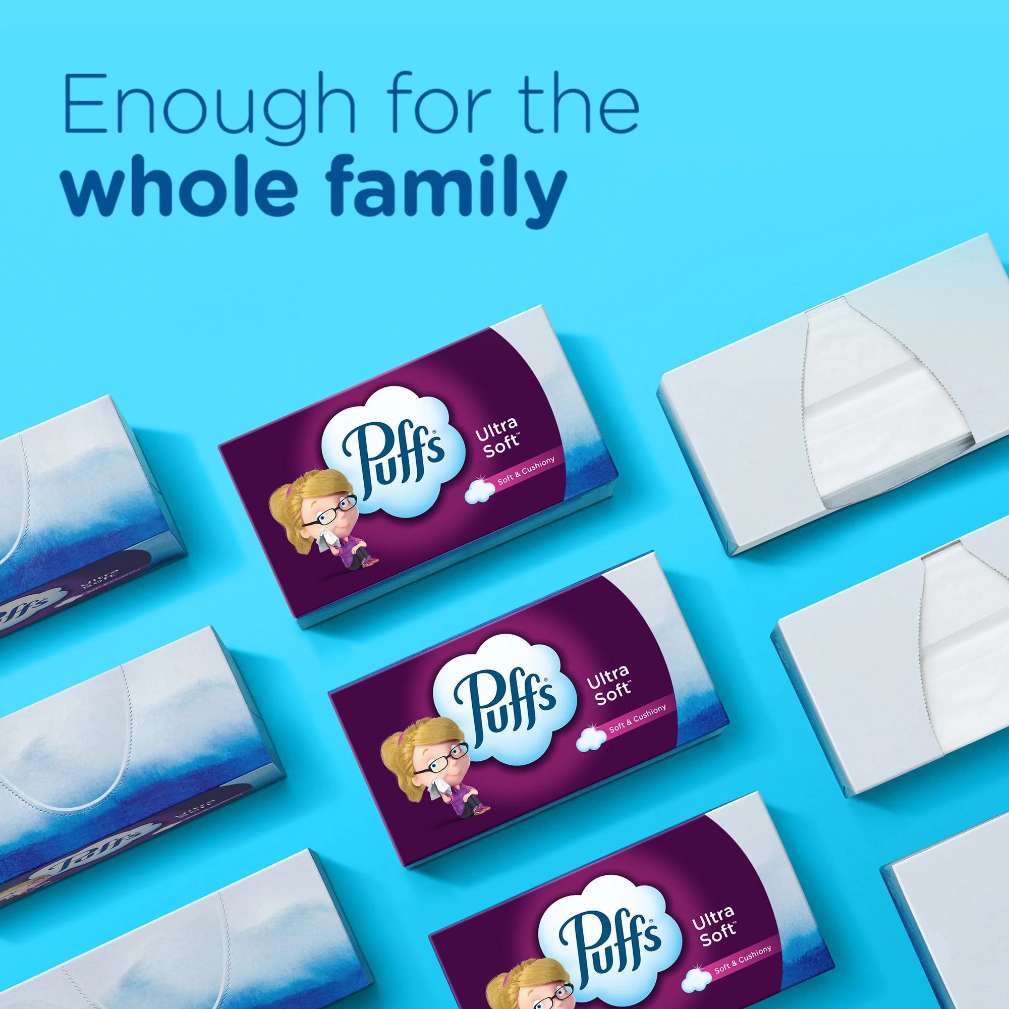 Puffs Ultra Soft Non-Lotion Facial Tissue, 8 Family Boxes, 124 Facial Tissues per Box - Image 8